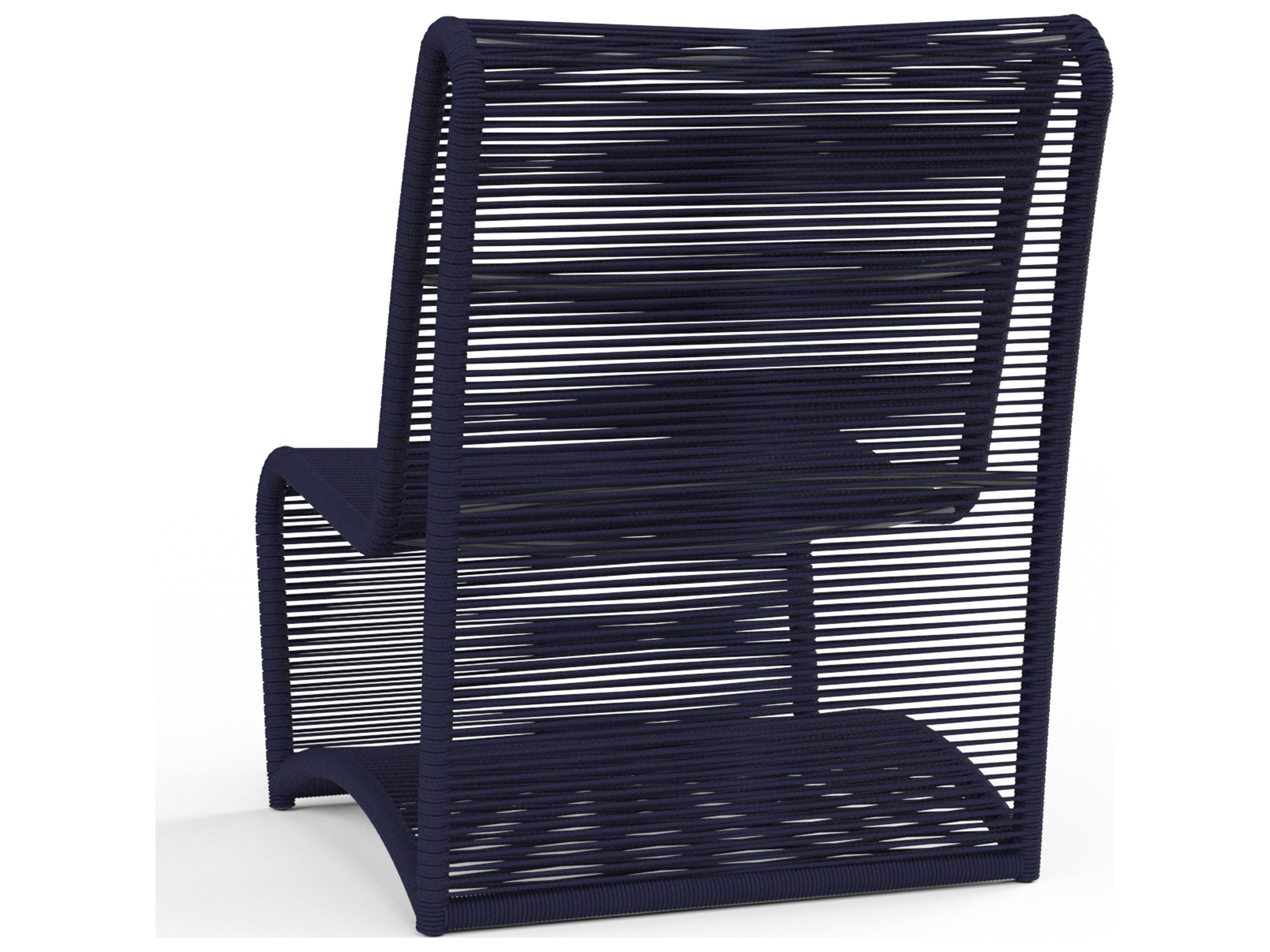 Sunset West The Marino Wicker Armless Outdoor Lounge Chair in Navy