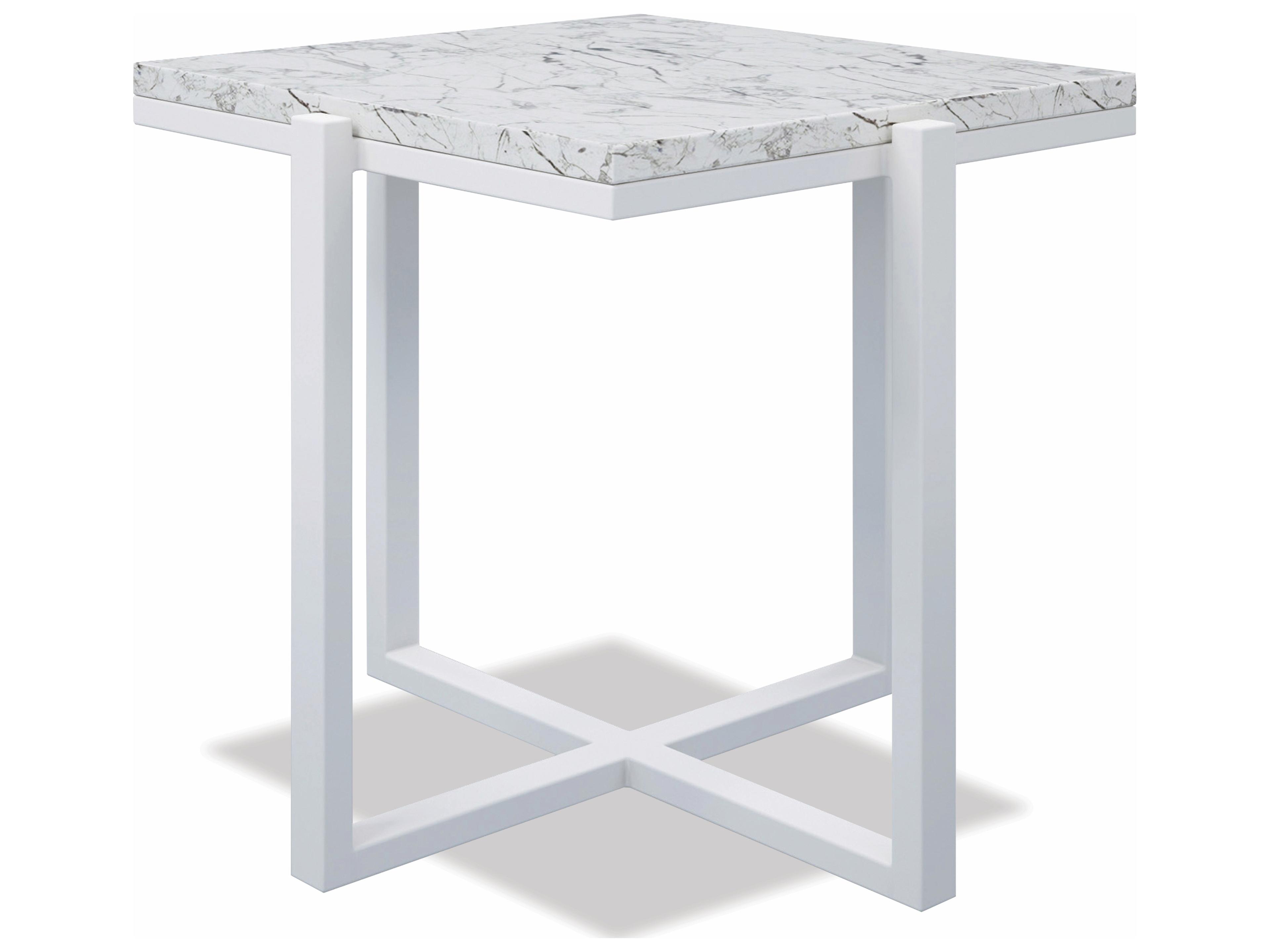 Honed Granite Aluminum Square Patio End Table