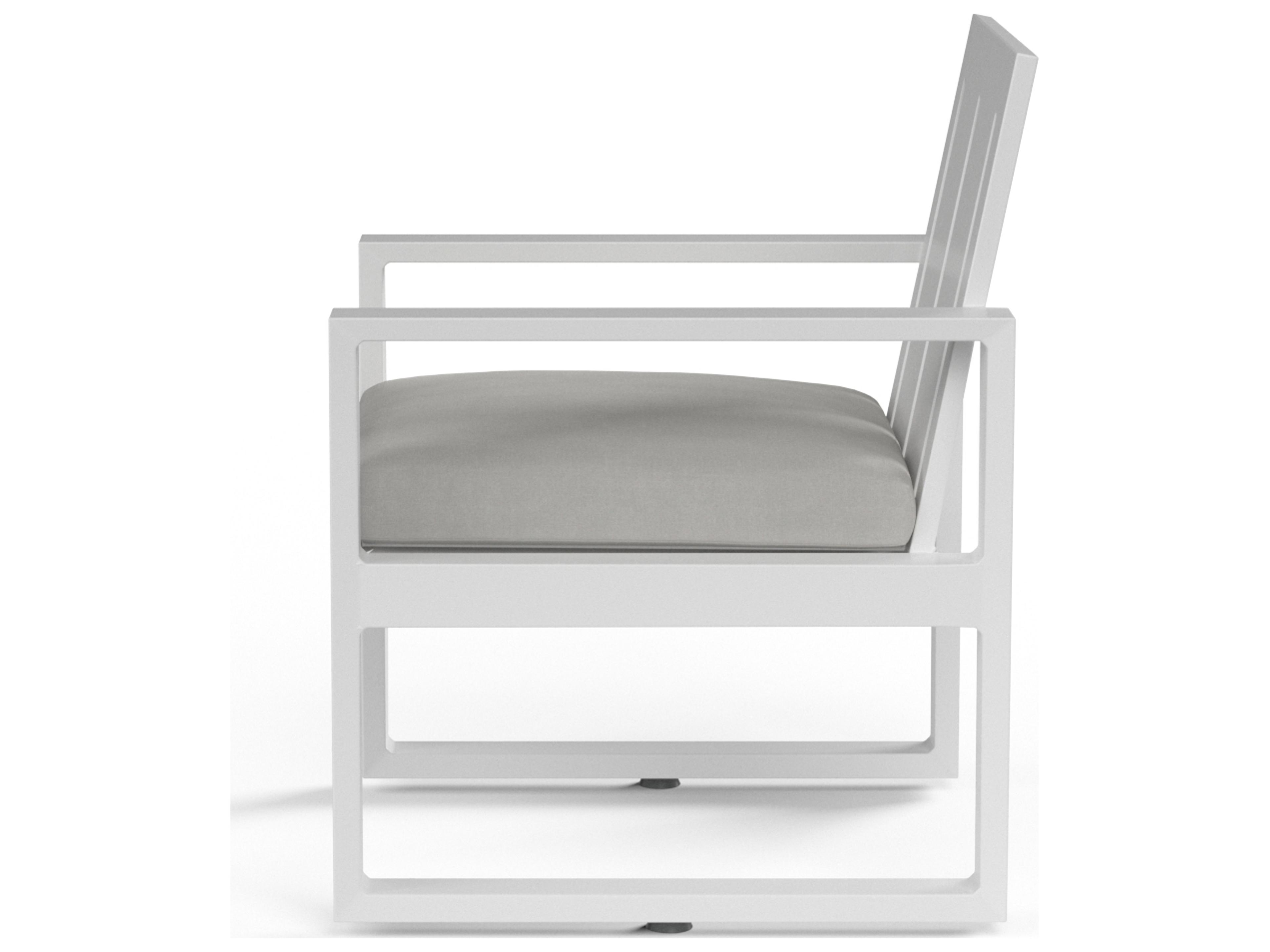 Sunset West Newport Frosted White Aluminum Outdoor Patio Dining Arm Chair in Cast Silver