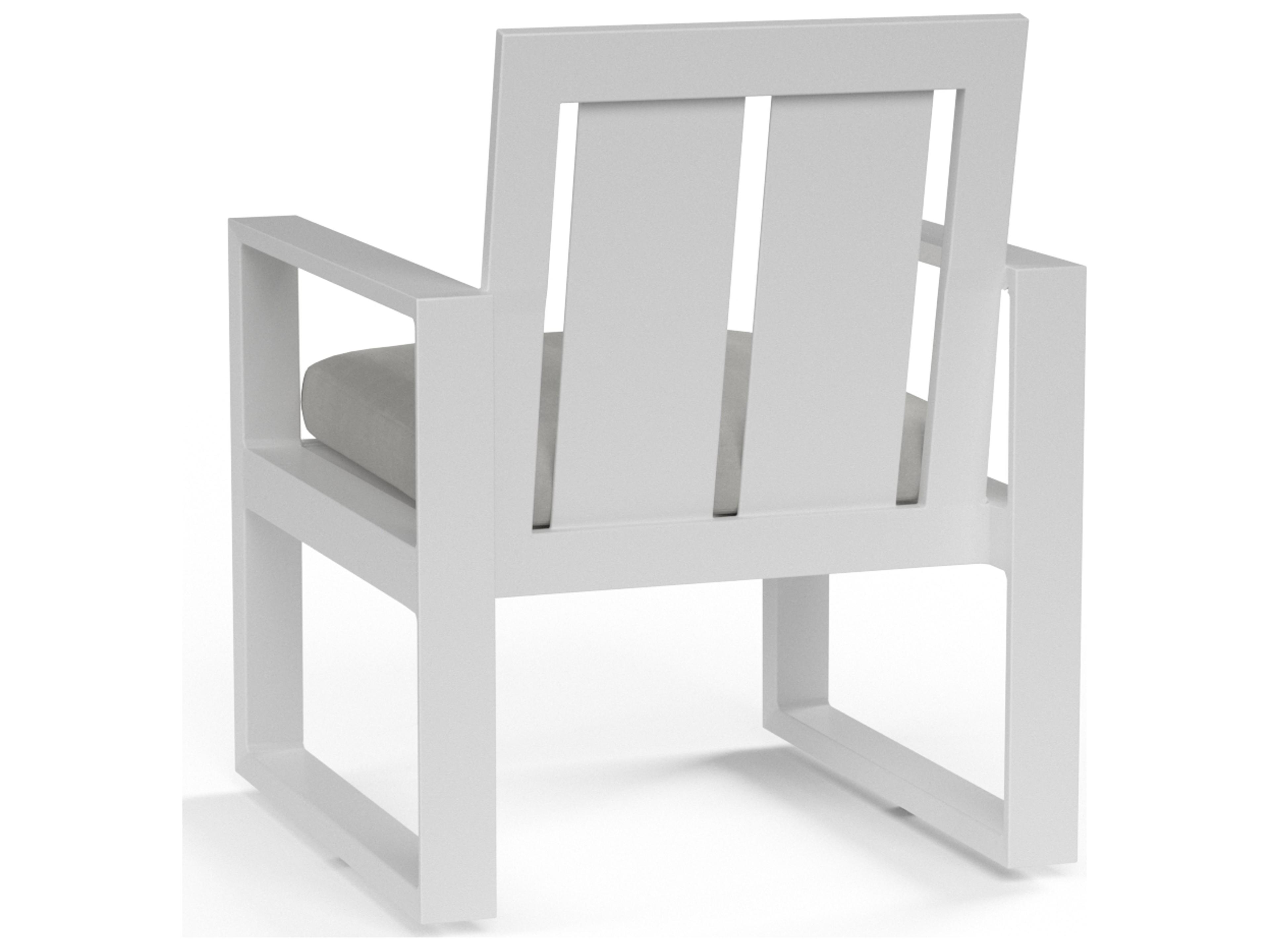 Sunset West Newport Frosted White Aluminum Outdoor Patio Dining Arm Chair in Cast Silver
