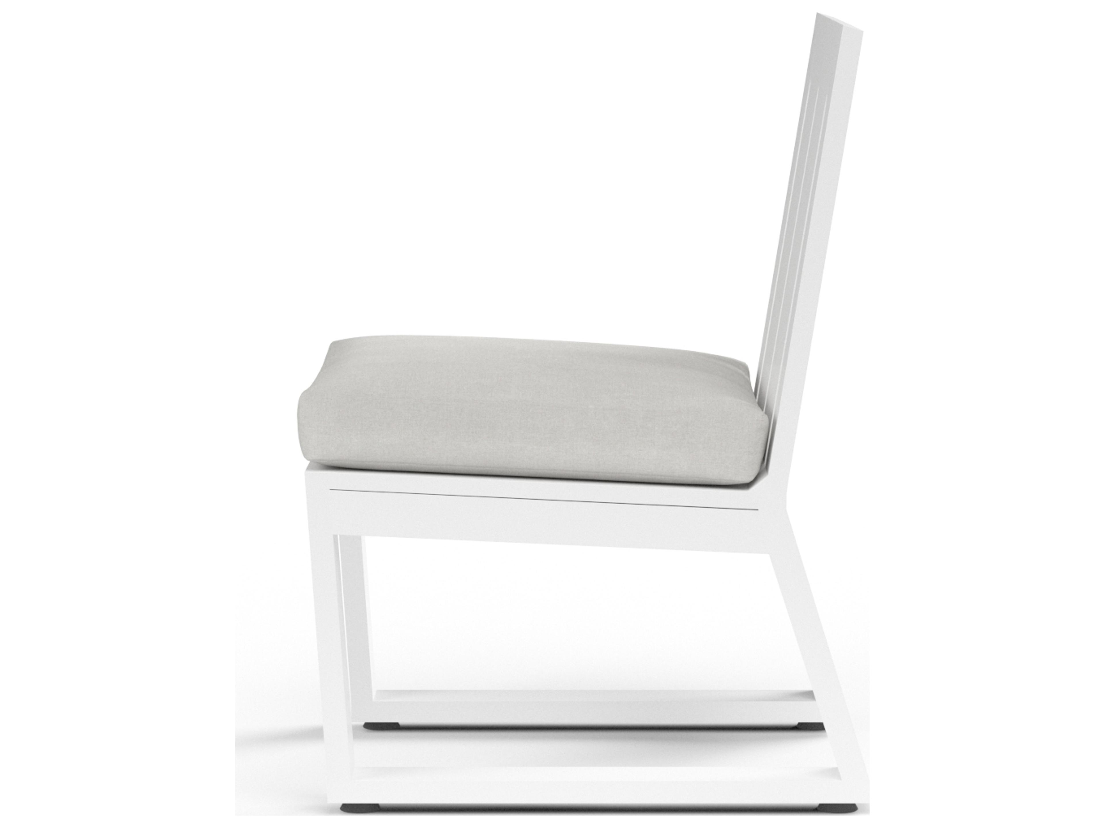 Sunset West Newport Frosted White Aluminum Patio Dining Side Chair in Cast Silver