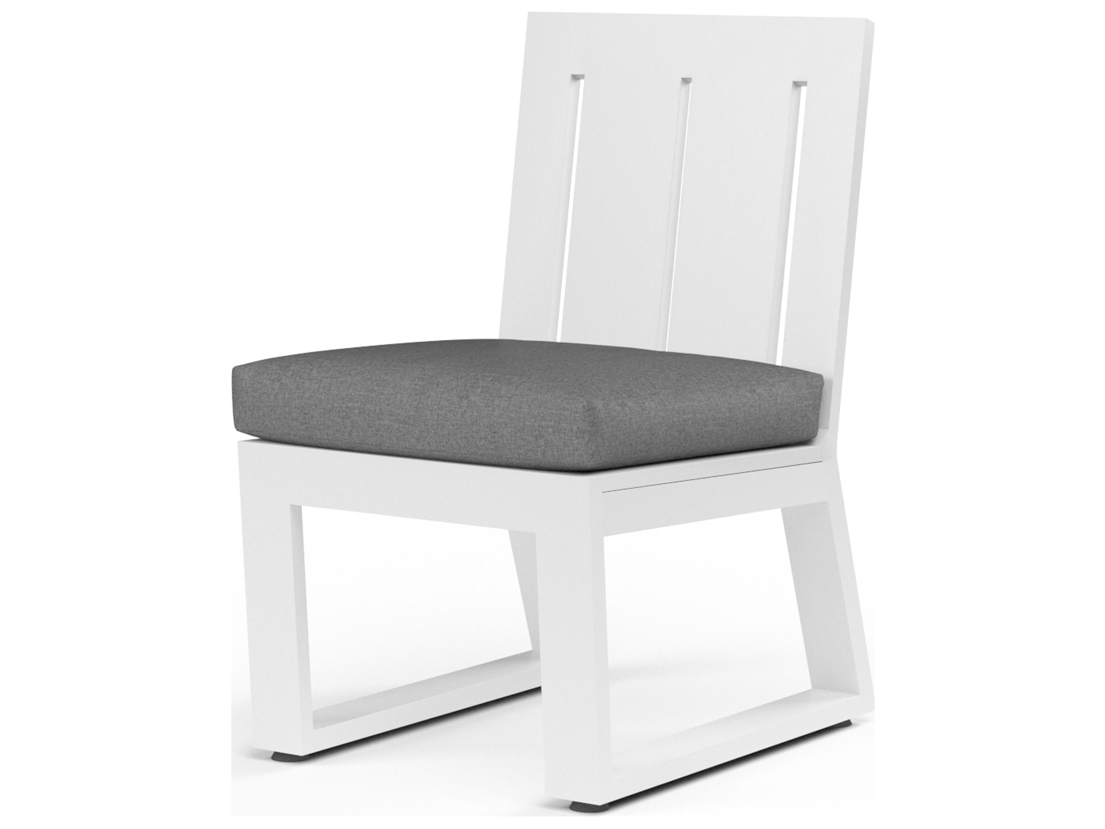 Sunset West Newport Frosted White Aluminum Outdoor Dining Side Chair