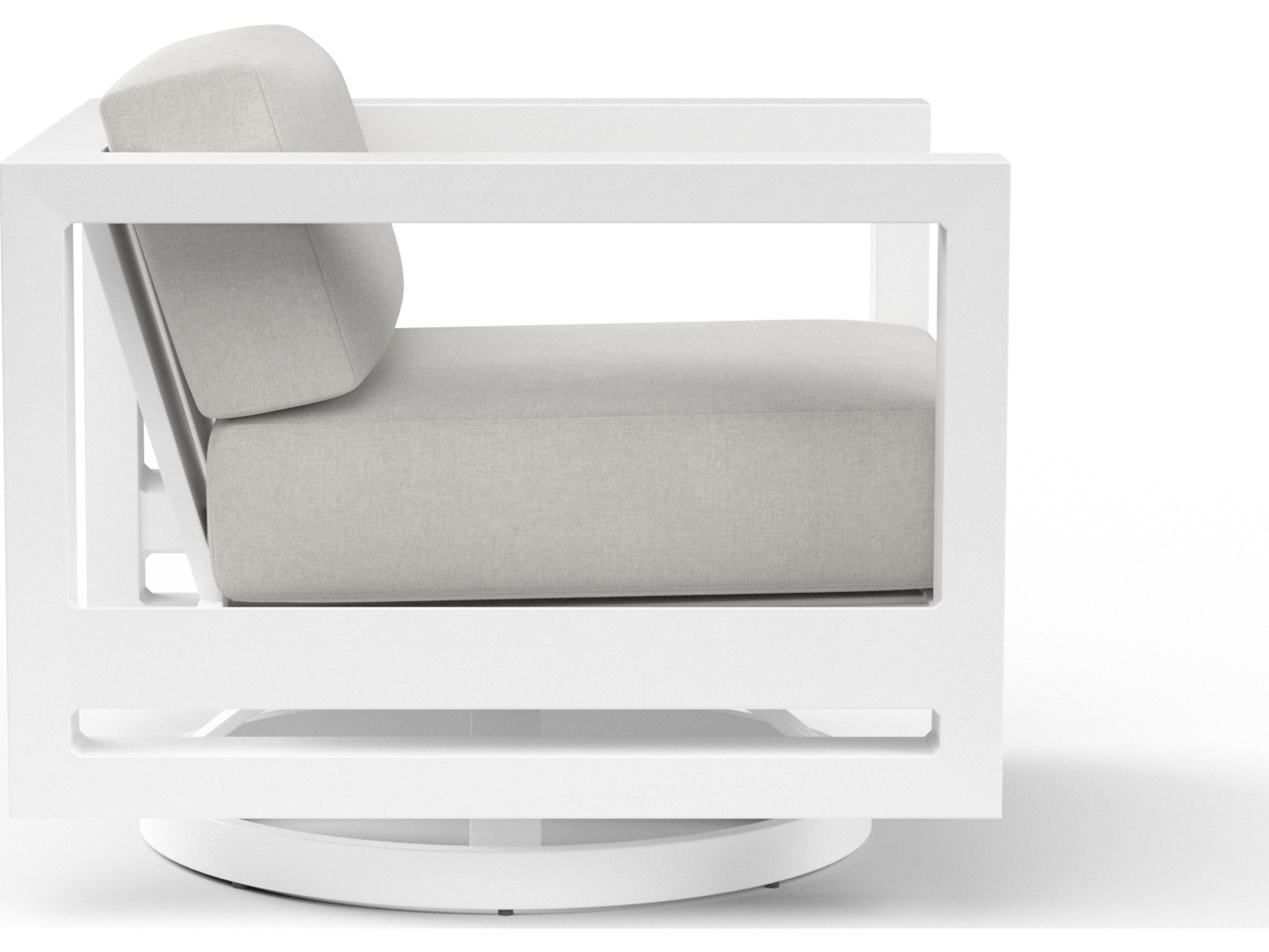 Sunset West Newport Aluminum Frost Swivel Outdoor Patio Lounge Chair