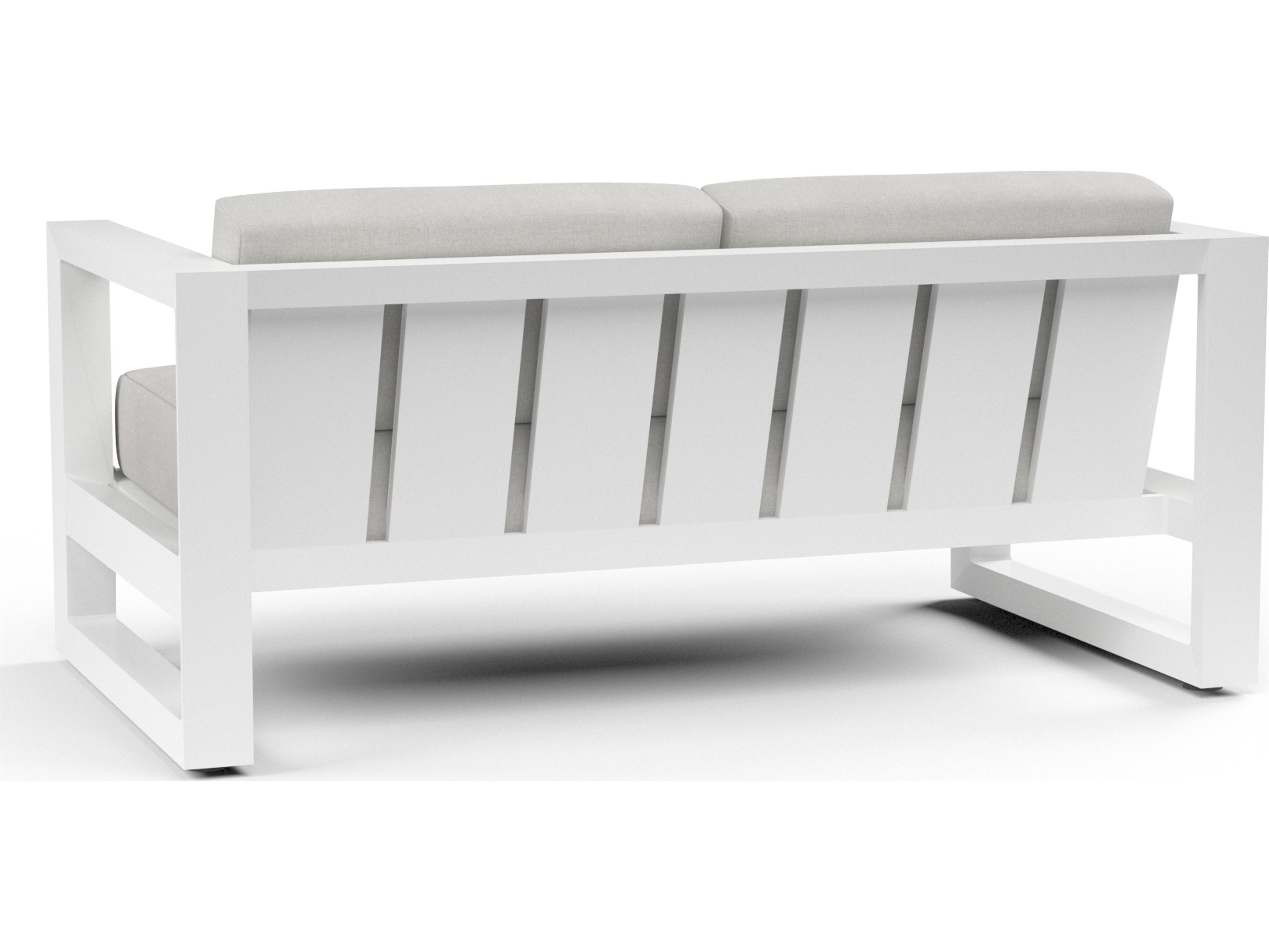 Sunset West Newport Frosted White Aluminum Outdoor Loveseat in Cast Silver