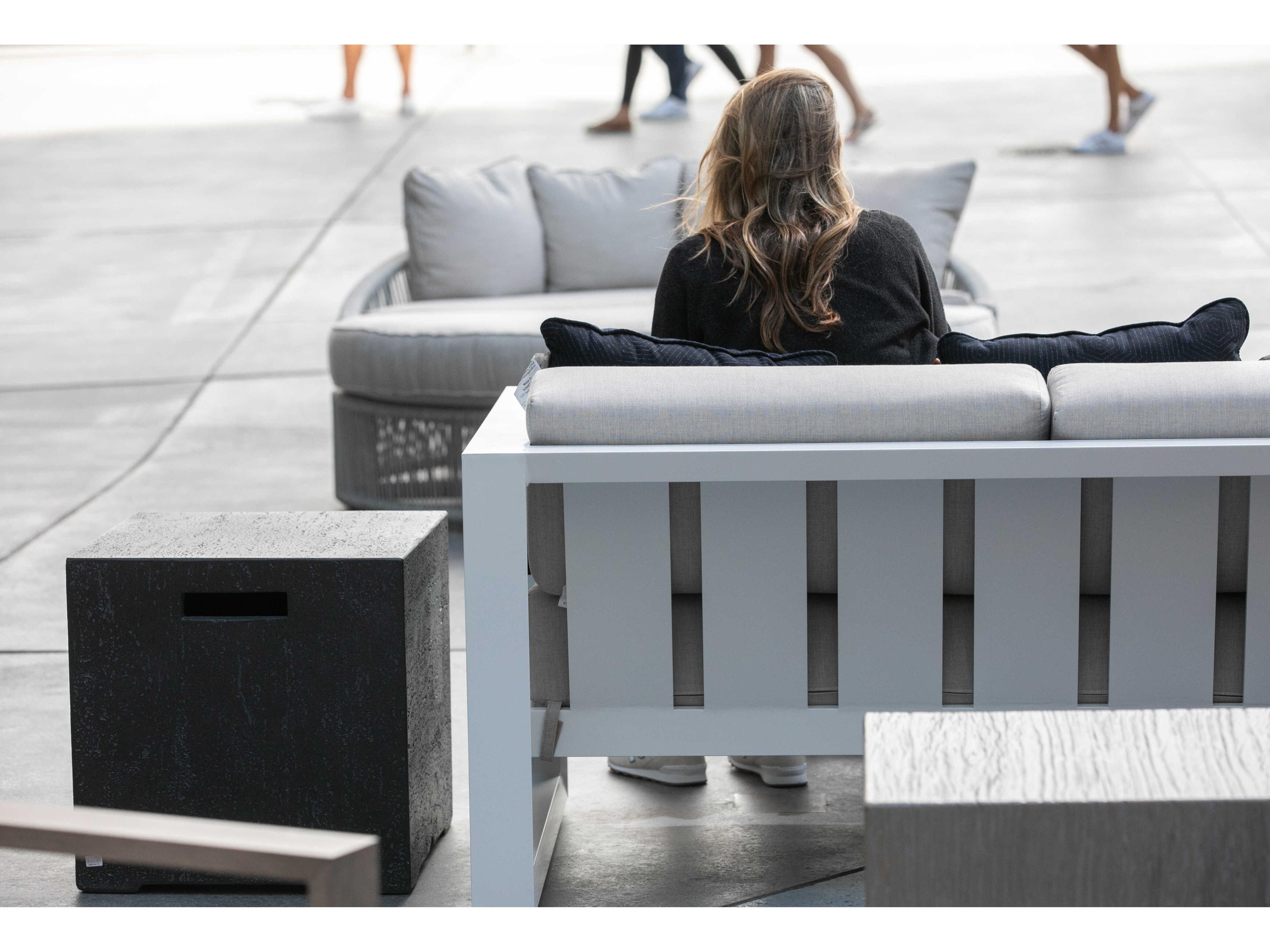 Sunset West Newport Frost Aluminum Cushion Loveseat