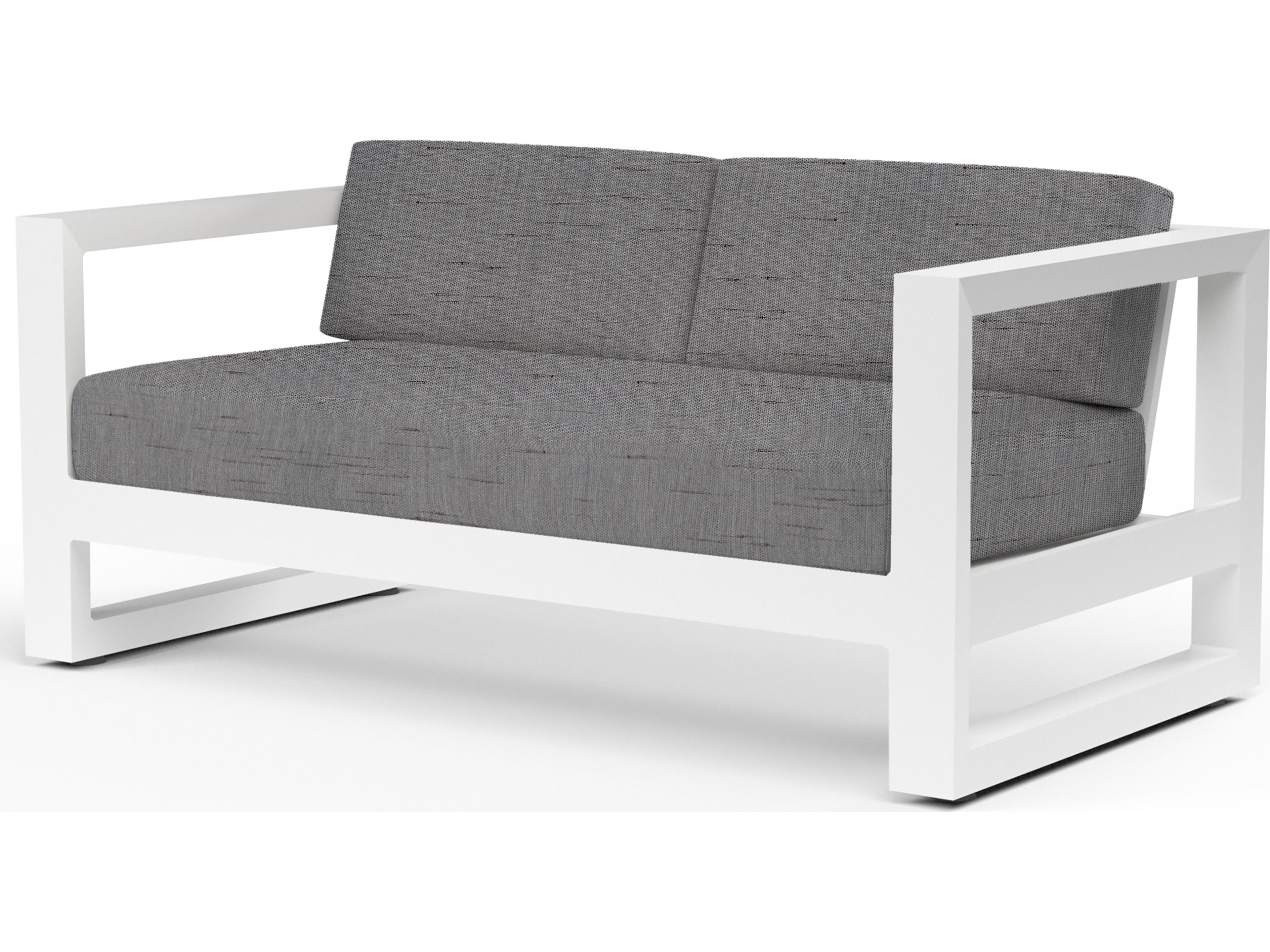 Sunset West Newport Frosted White Aluminum Outdoor Patio Loveseat