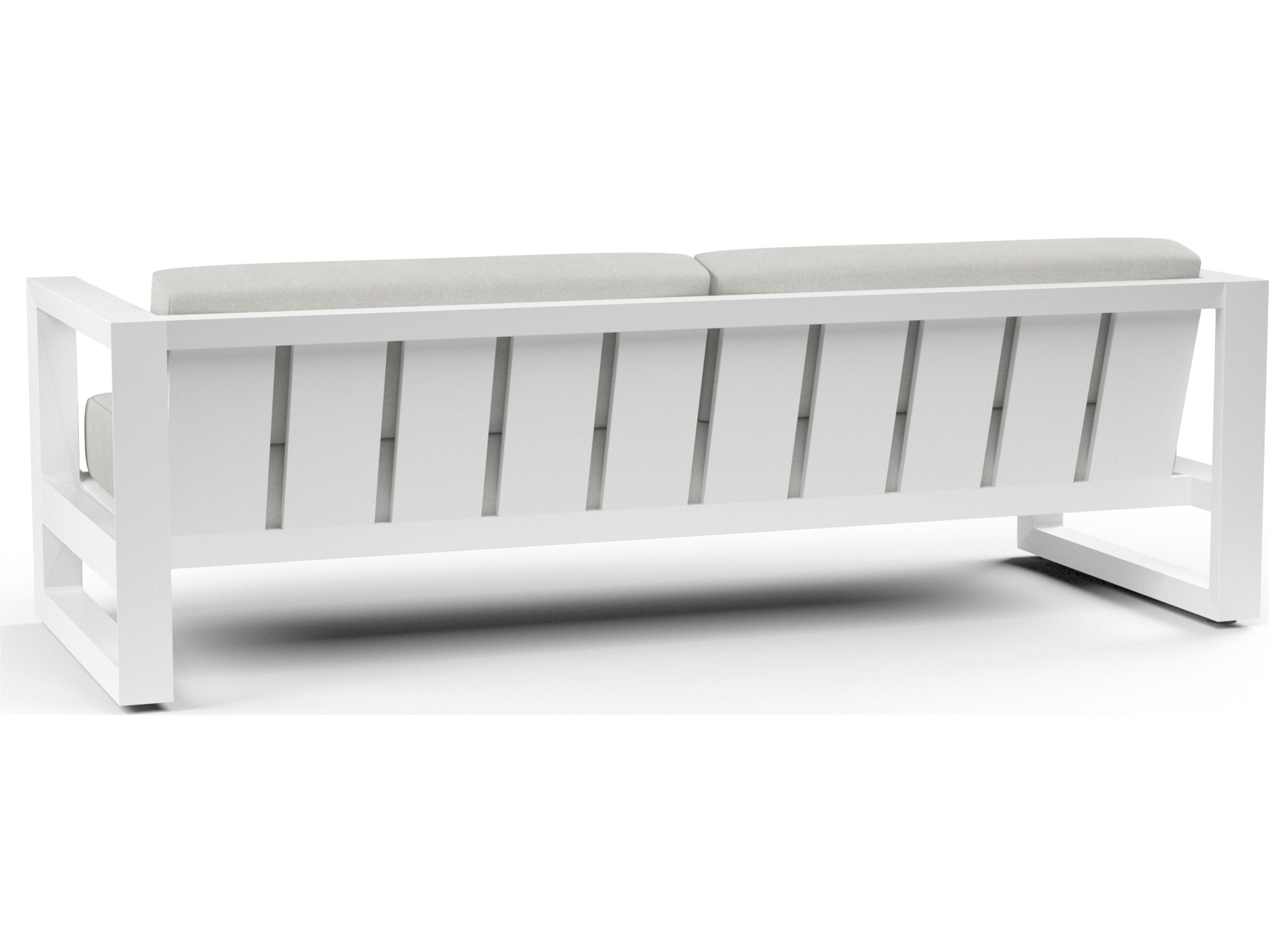 Sunset West Newport Frosted White Aluminum Outdoor Sofa in Cast Silver