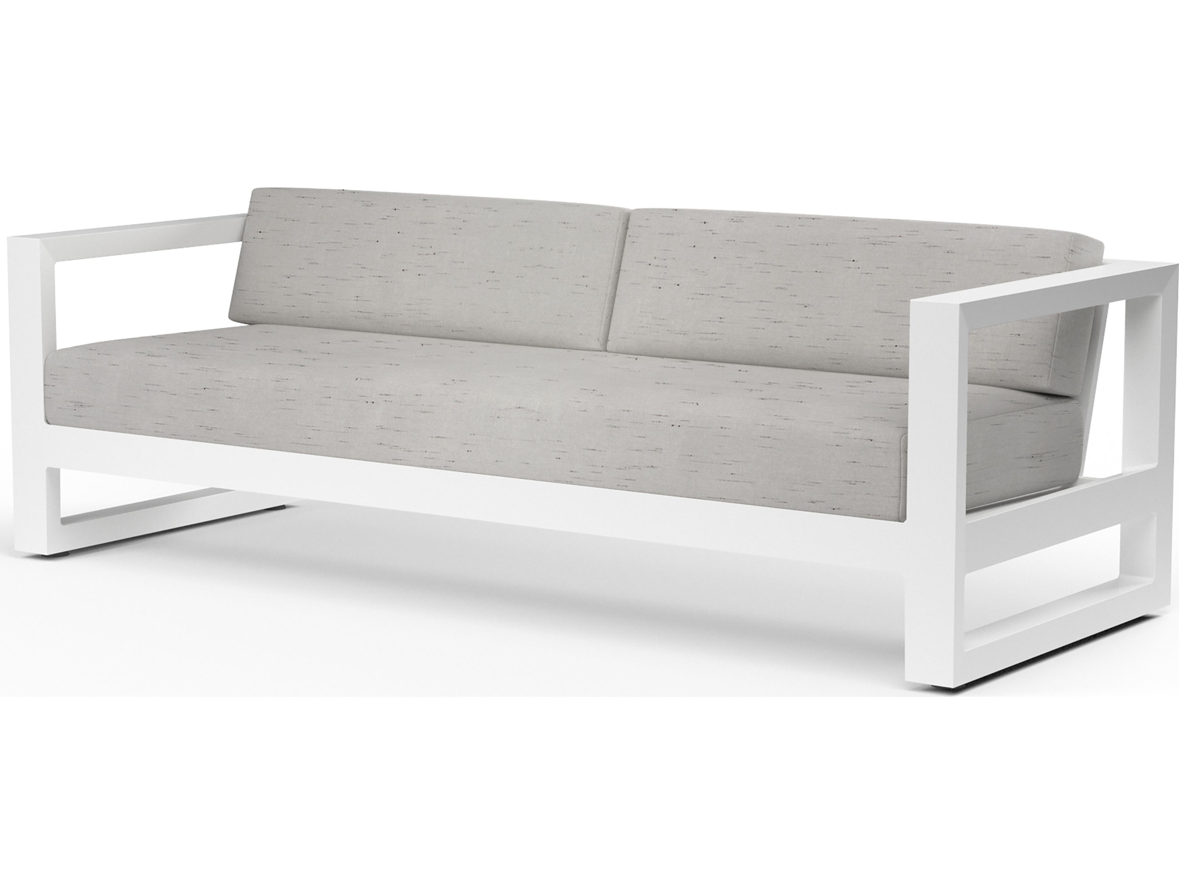 Sunset West Newport Frosted White Aluminum Outdoor Patio Sofa
