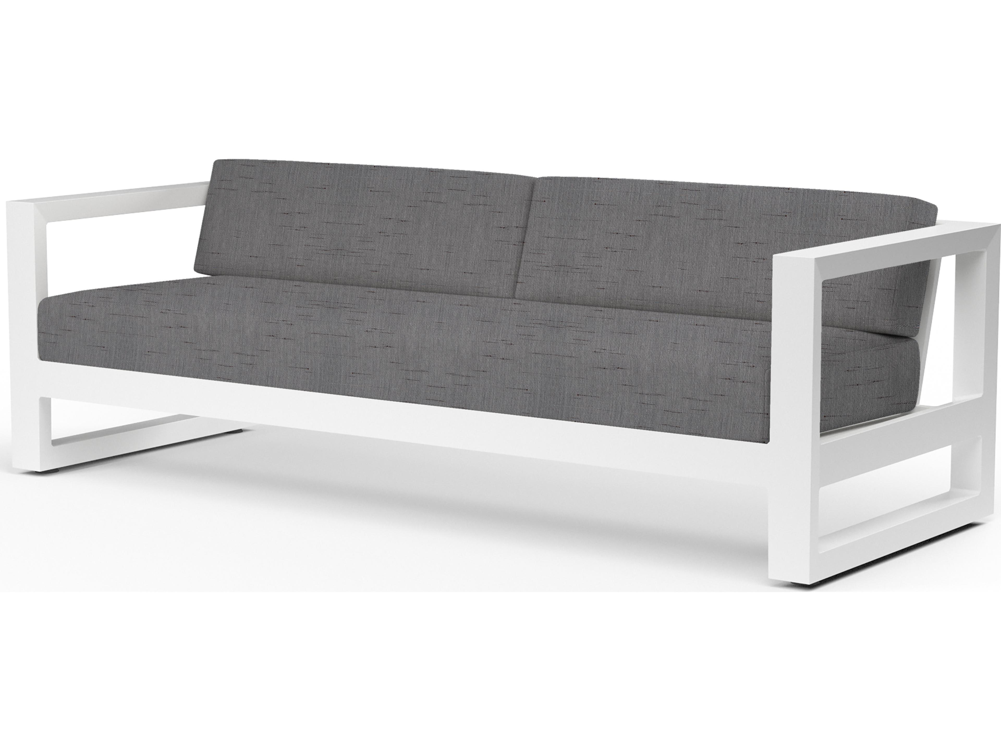 Sunset West Newport Frosted White Aluminum Outdoor Patio Sofa