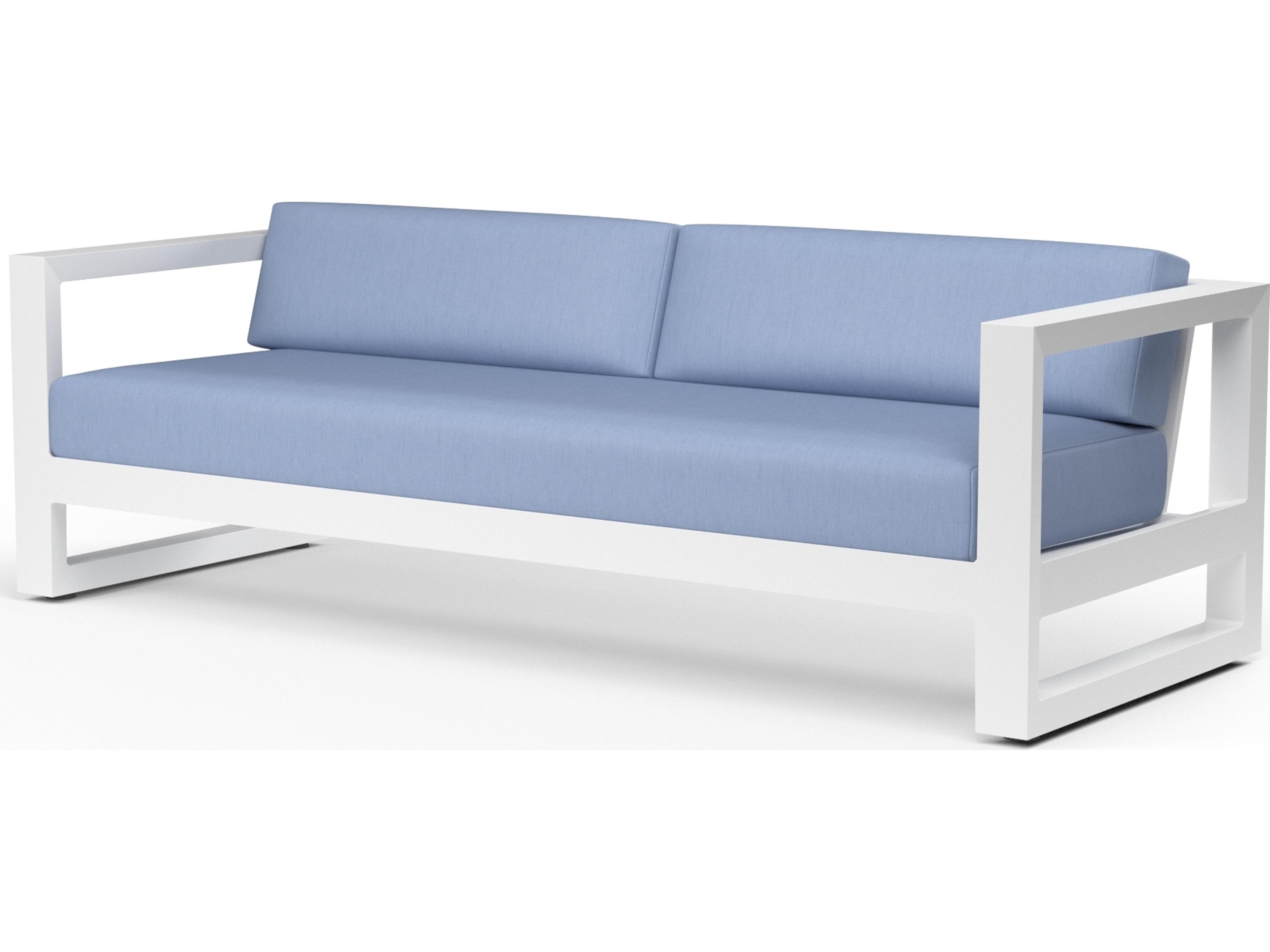Sunset West Newport Frosted White Aluminum Outdoor Patio Sofa