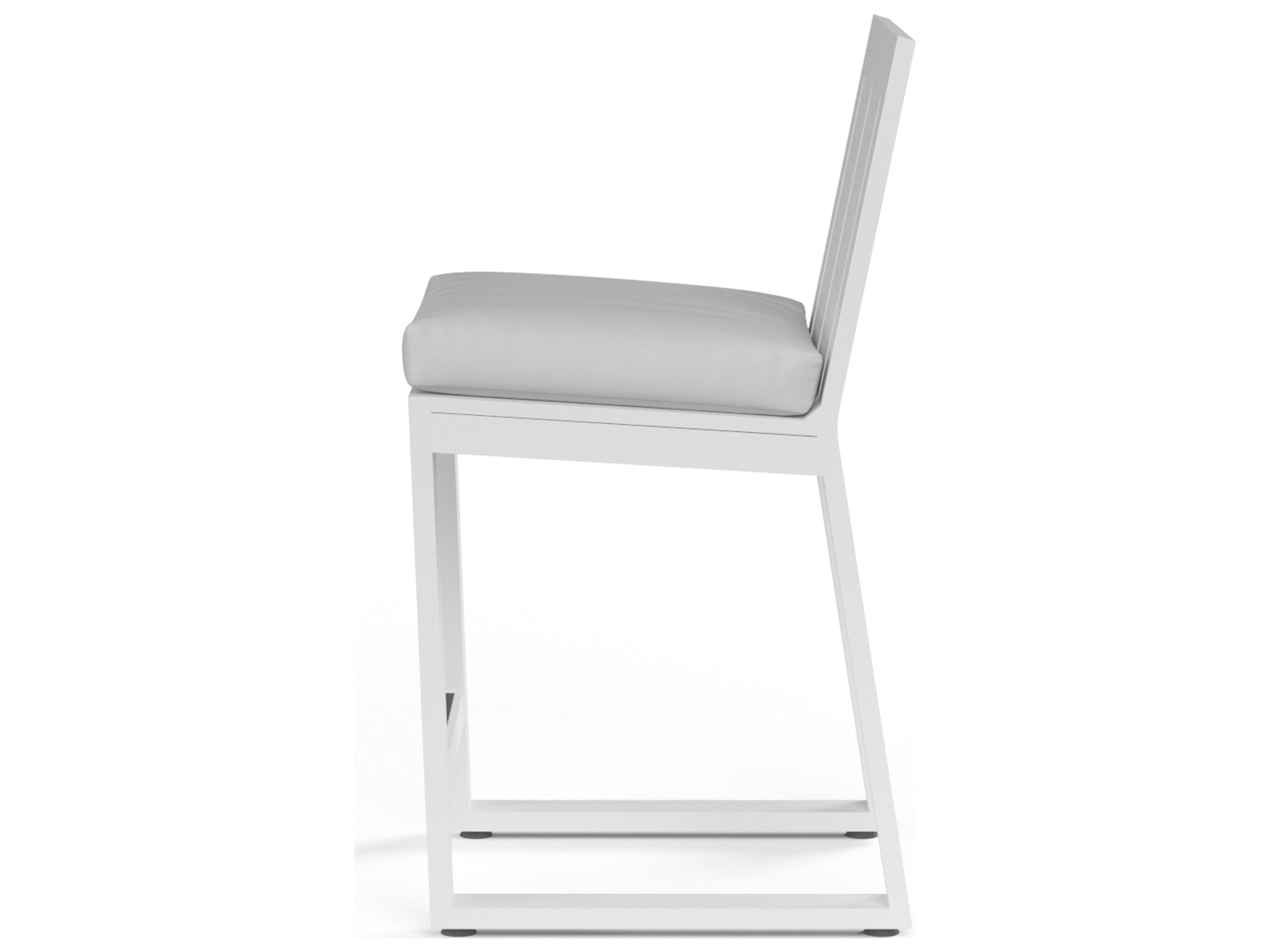 Sunset West Newport Frosted White Aluminum Outdoor Bar Stool in Cast Silver