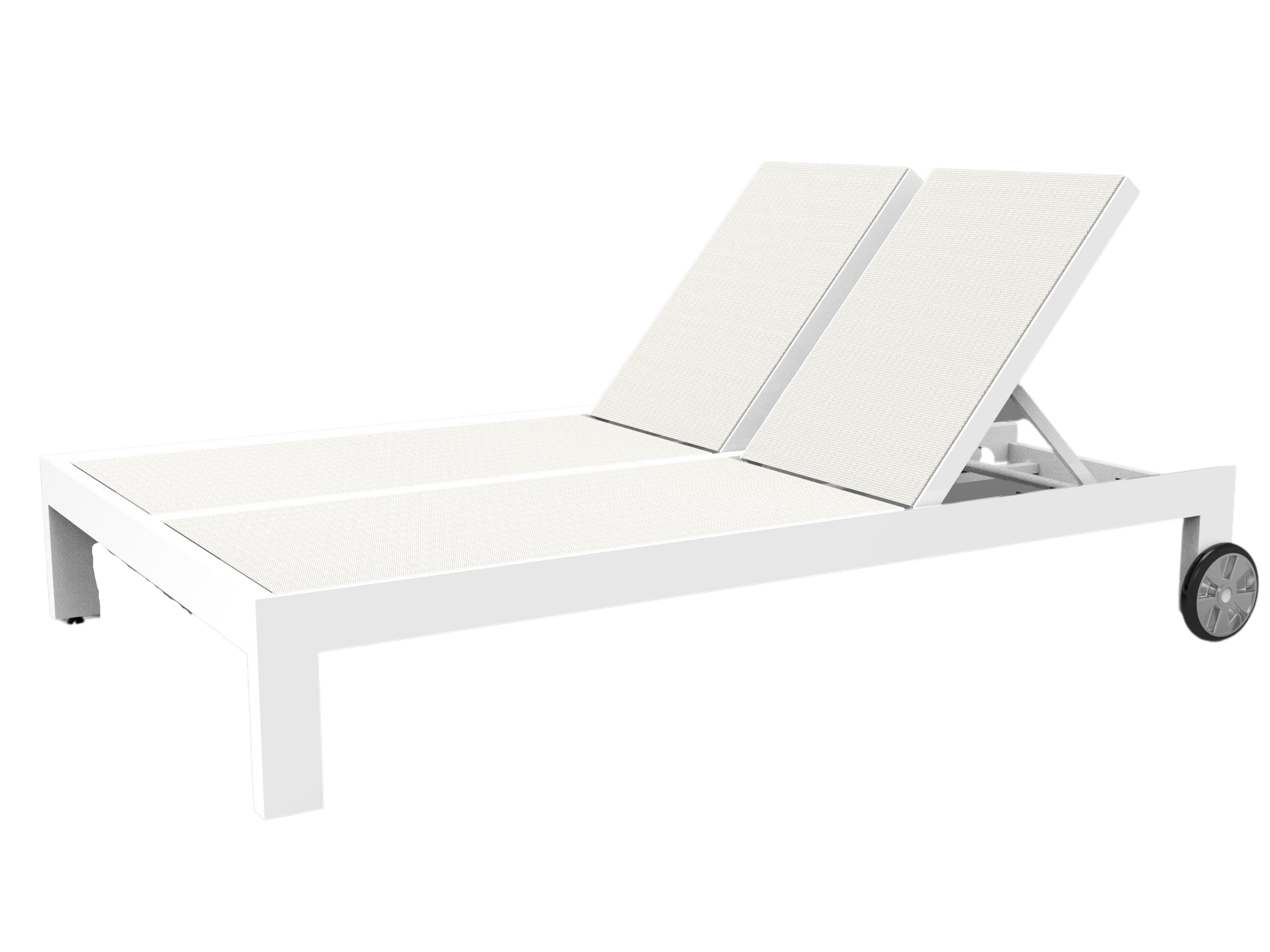 Newport Aluminum Frost Adjustable Outdoor Patio Chaise Lounge with Sling in Textilene Cast Silver