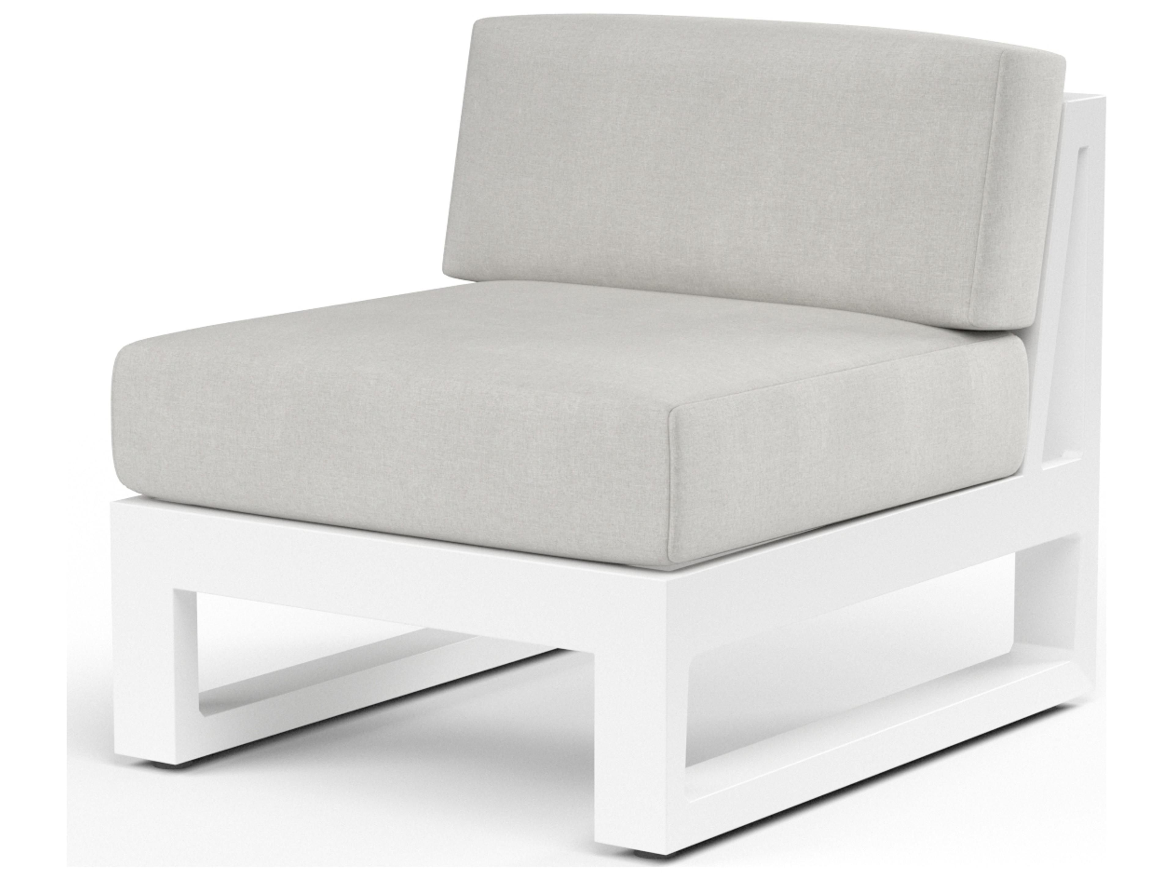 Sunset West Newport Frosted White Aluminum Modular Patio Lounge Chair in Cast Silver