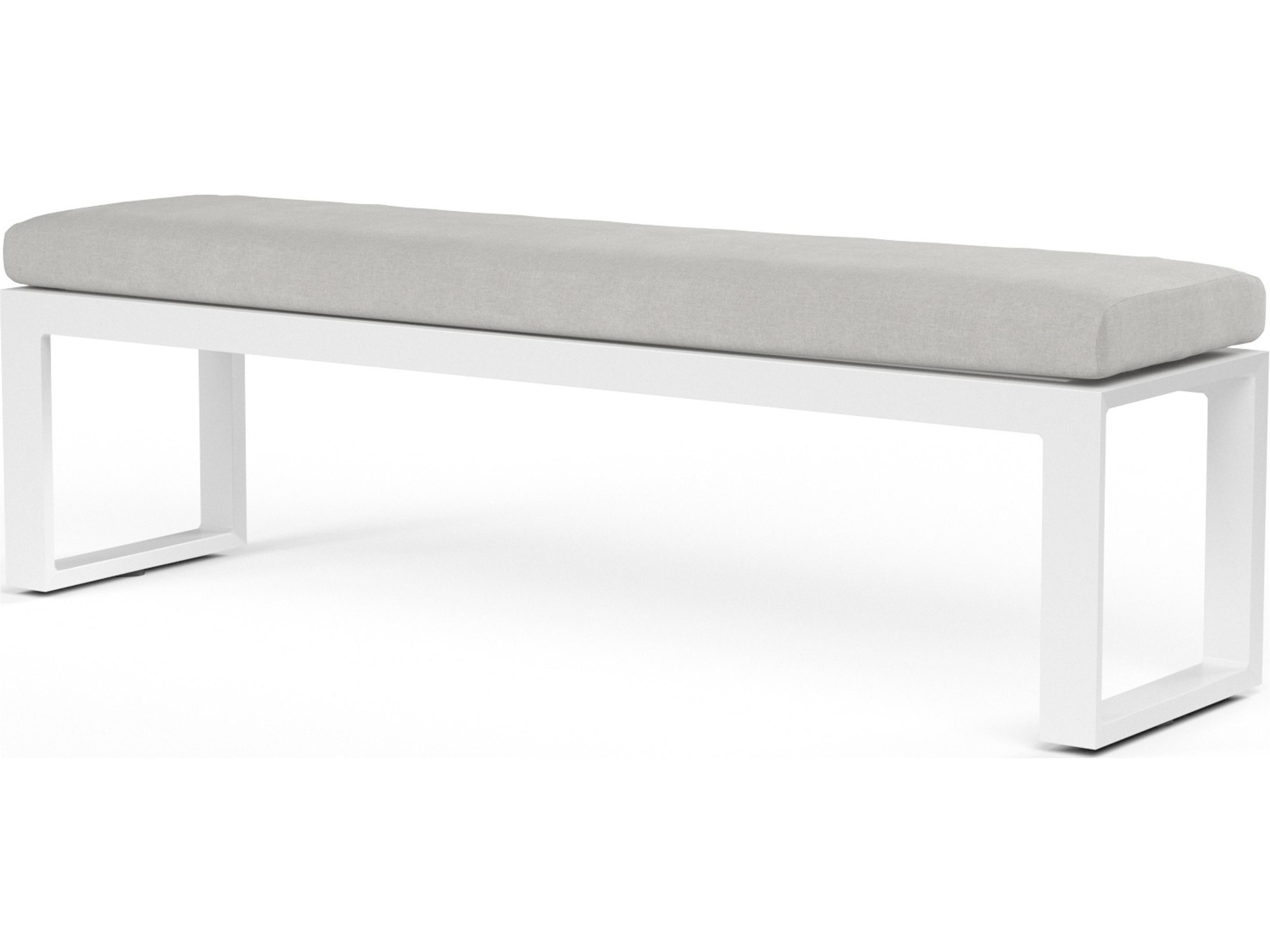 Sunset West Newport Frosted White Aluminum Cushion Outdoor Patio Bench in Cast Silver
