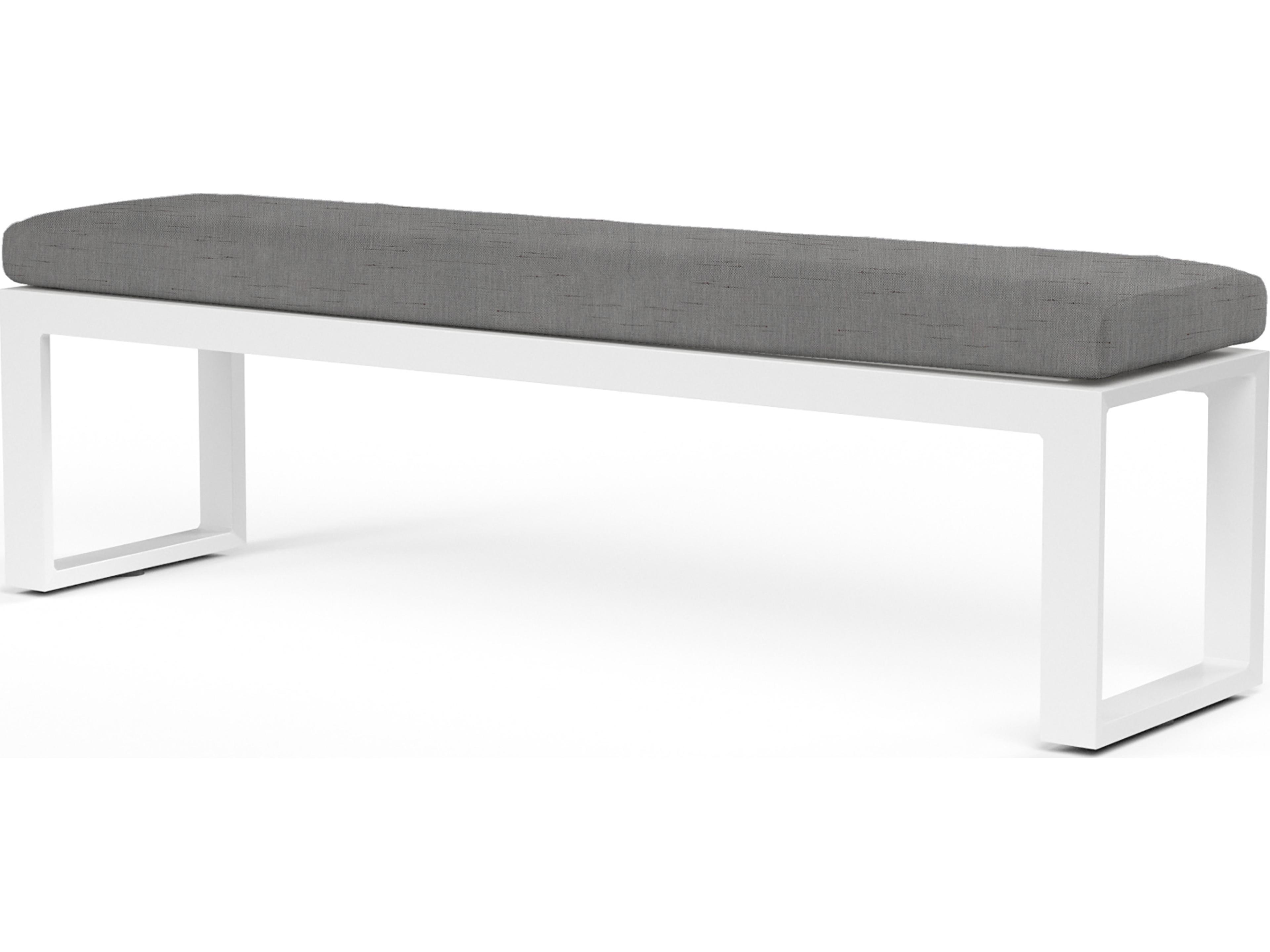 Sunset West Newport Frosted White Aluminum Cushion Patio Bench