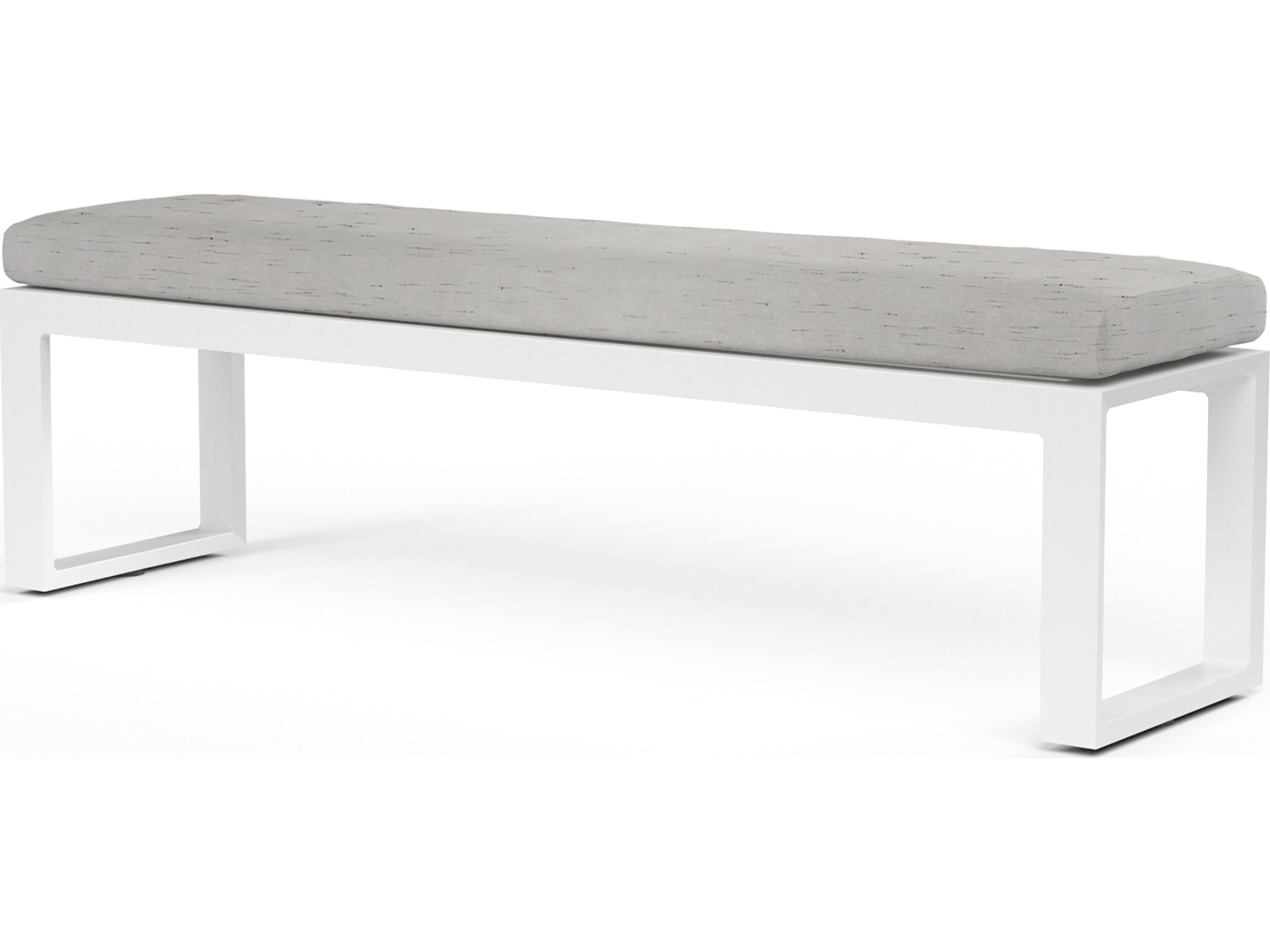 Sunset West Newport Frosted White Aluminum Cushion Patio Bench
