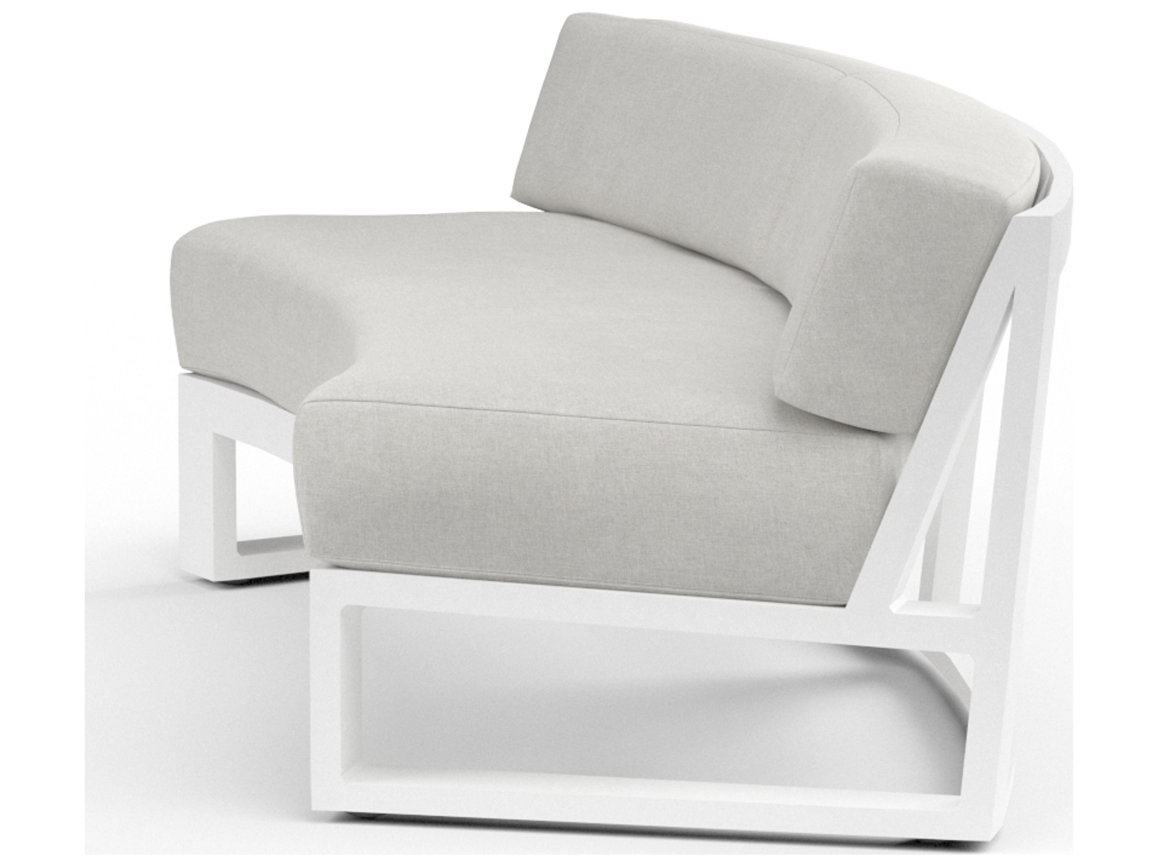 Sunset West Newport Aluminum Frost Curved Patio Sofa with cushion in Cast Silver