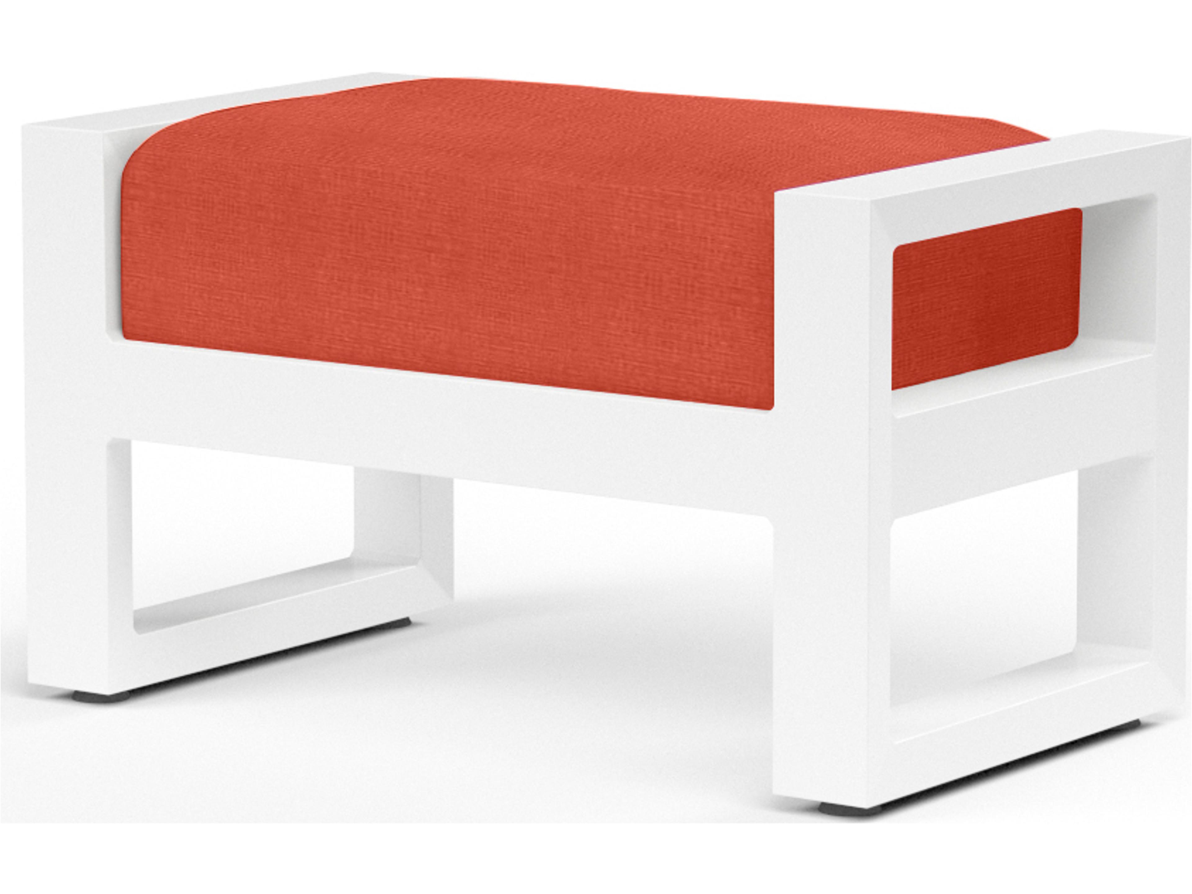 Sunset West Newport Frosted White Aluminum Outdoor Patio Ottoman