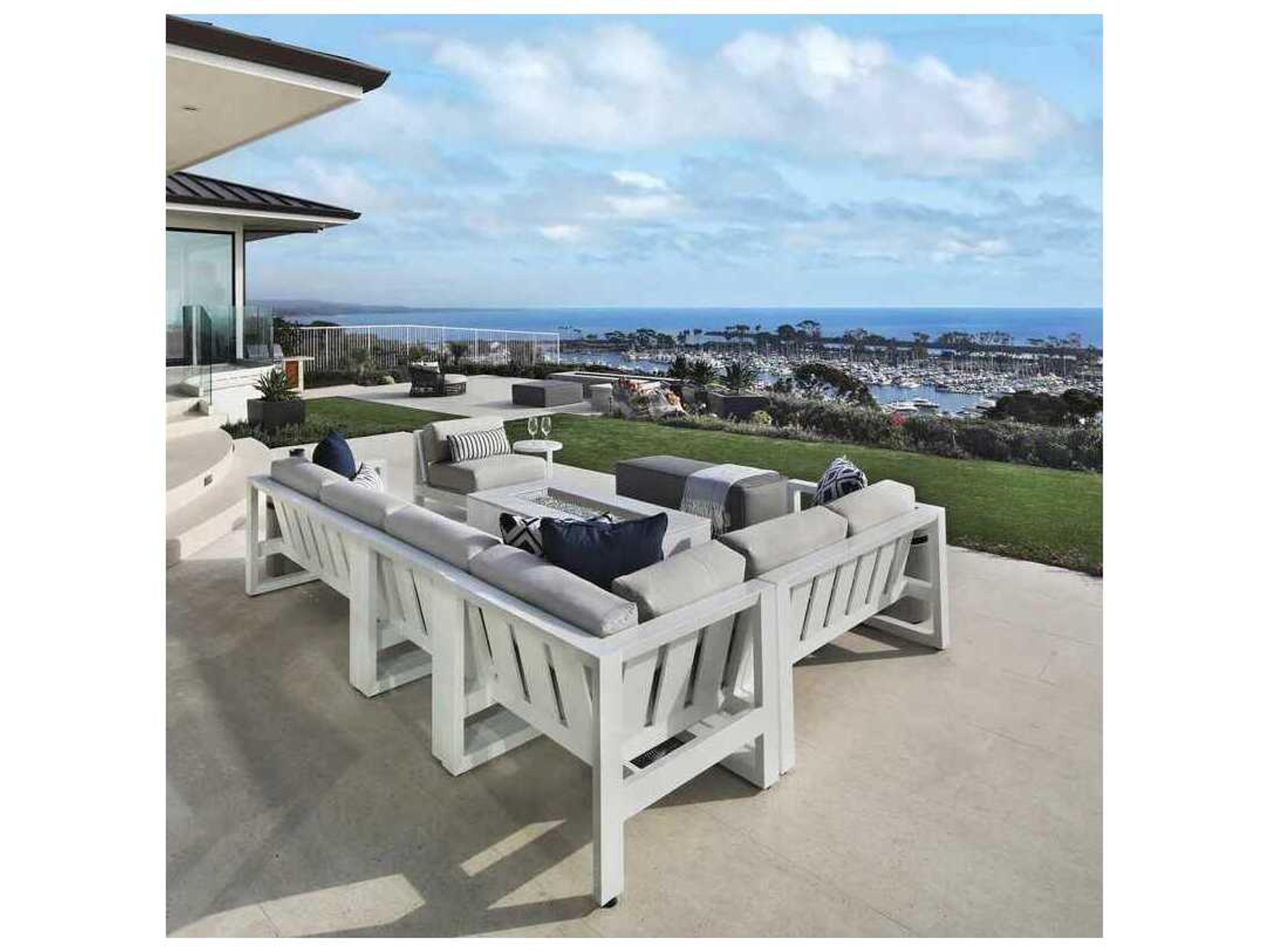 Sunset West Newport Frost Aluminum Cushion Sofa