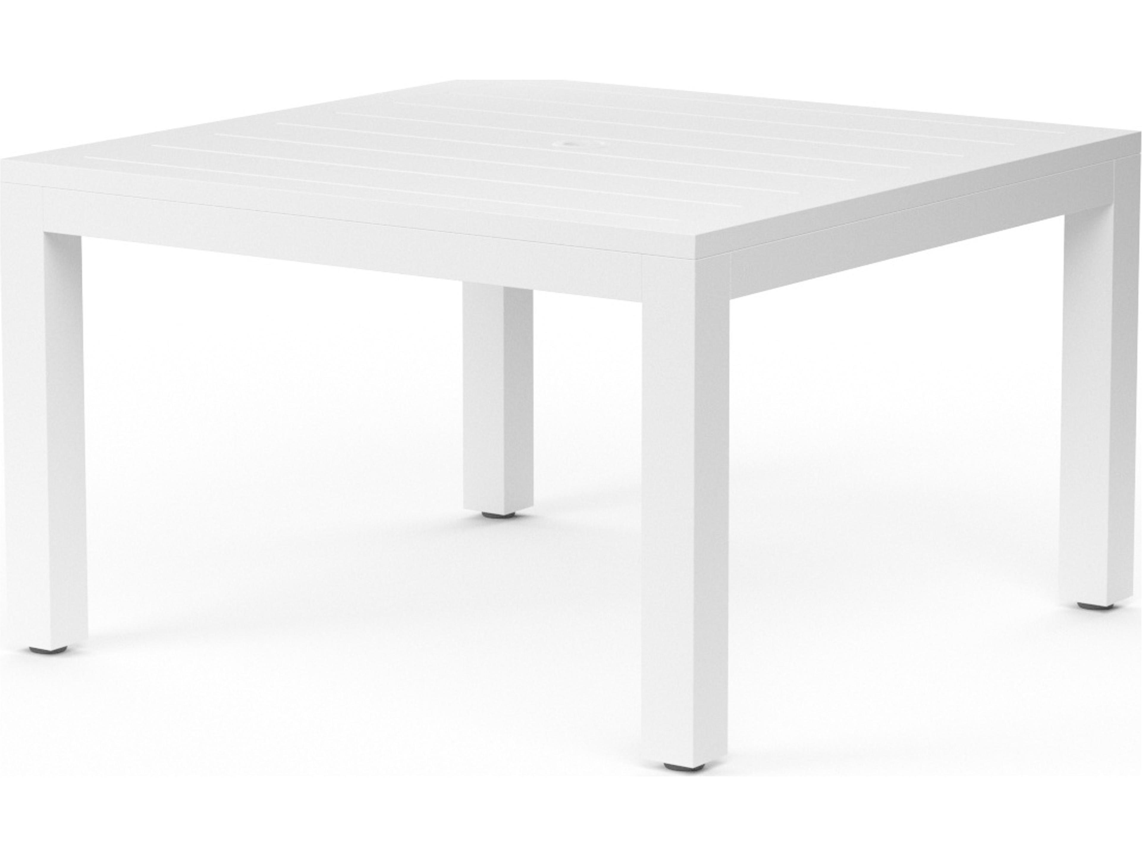 Sunset West Newport Frosted White Aluminum Square Outdoor Patio Dining Table