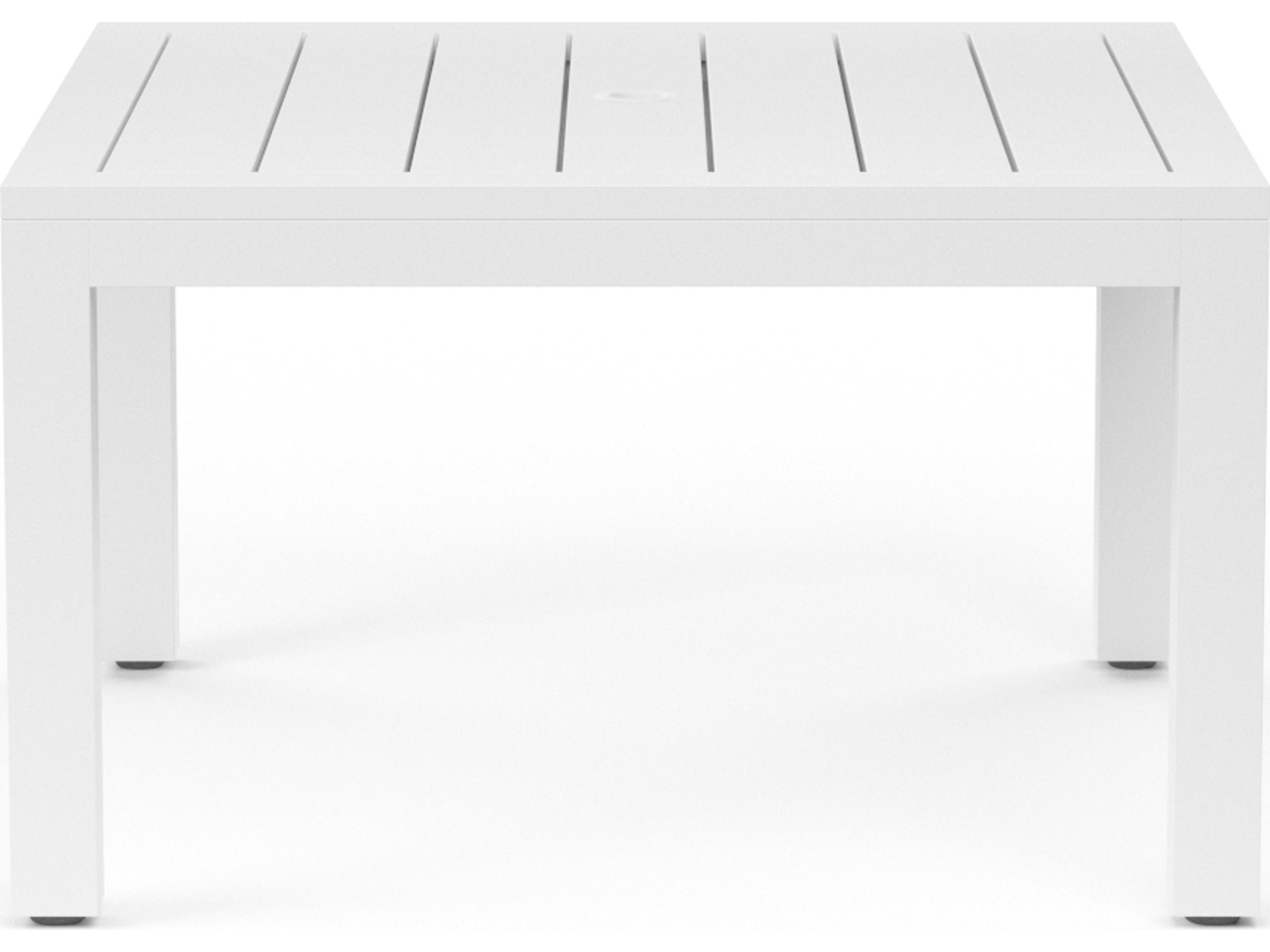 Sunset West Newport Frosted White Aluminum Square Outdoor Patio Dining Table