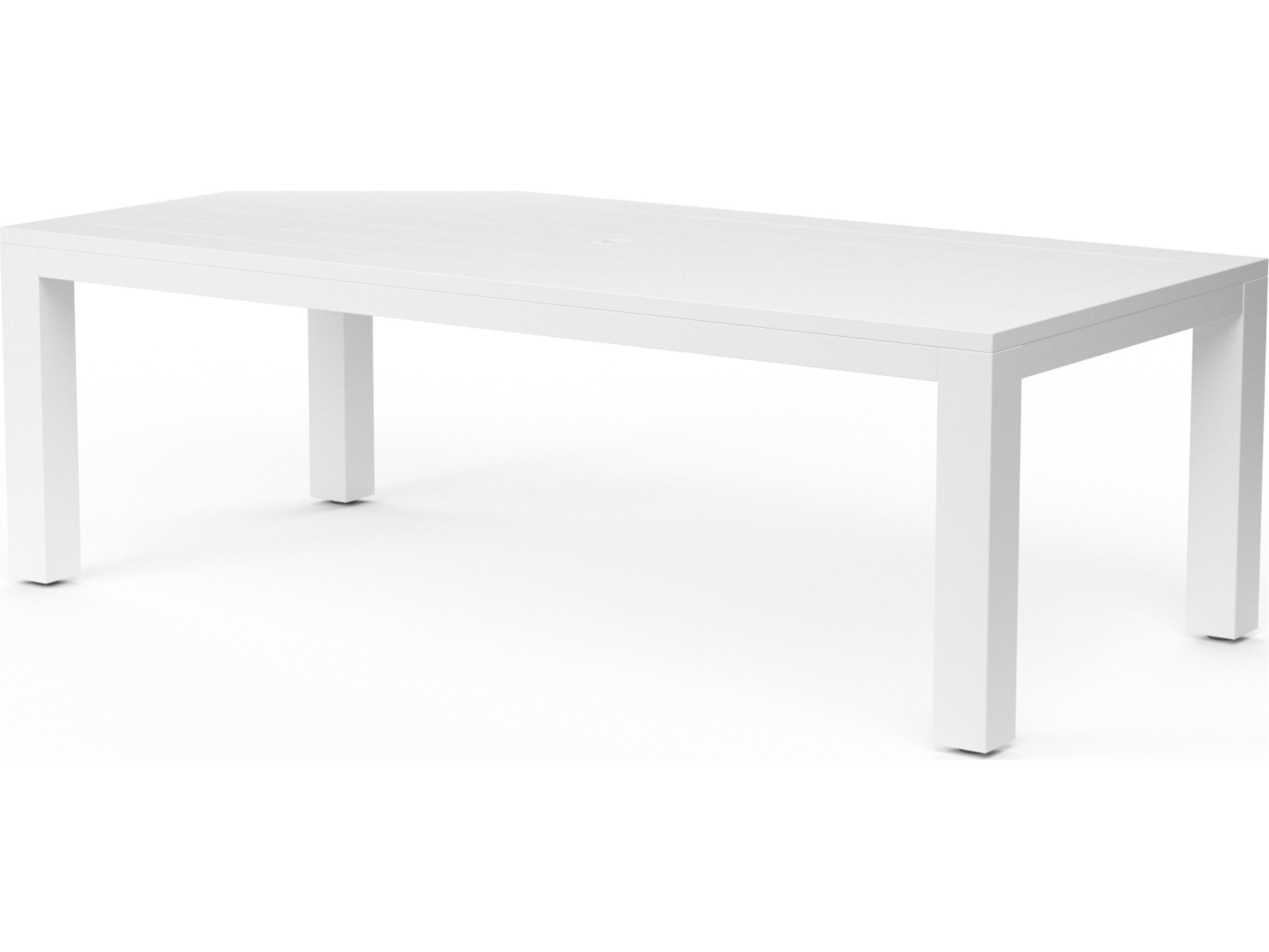 Sunset West Newport Frosted White Aluminum Rectangular Patio Dining Table