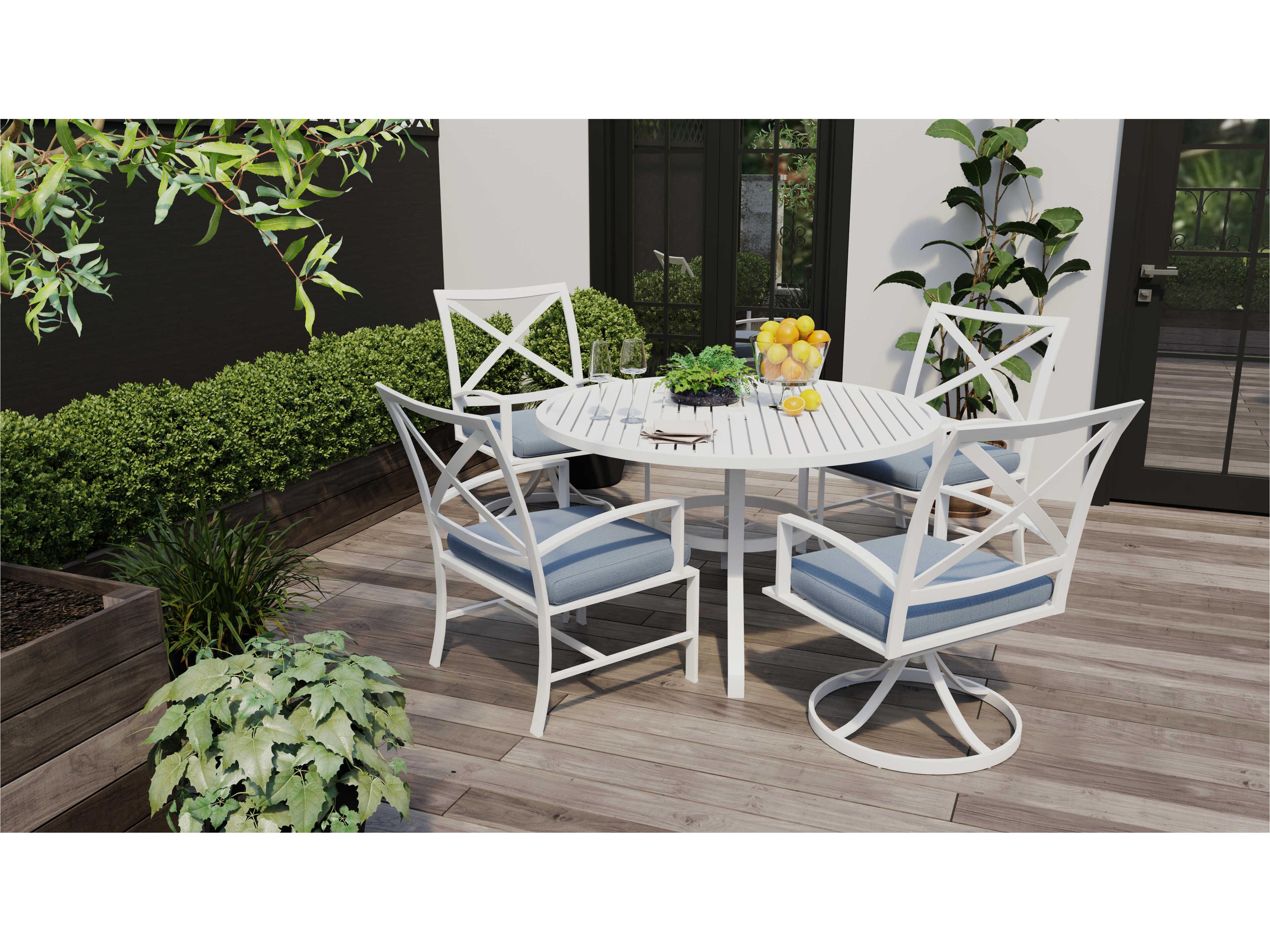 Sunset West Bristol White Aluminum Cushion Dining Chair