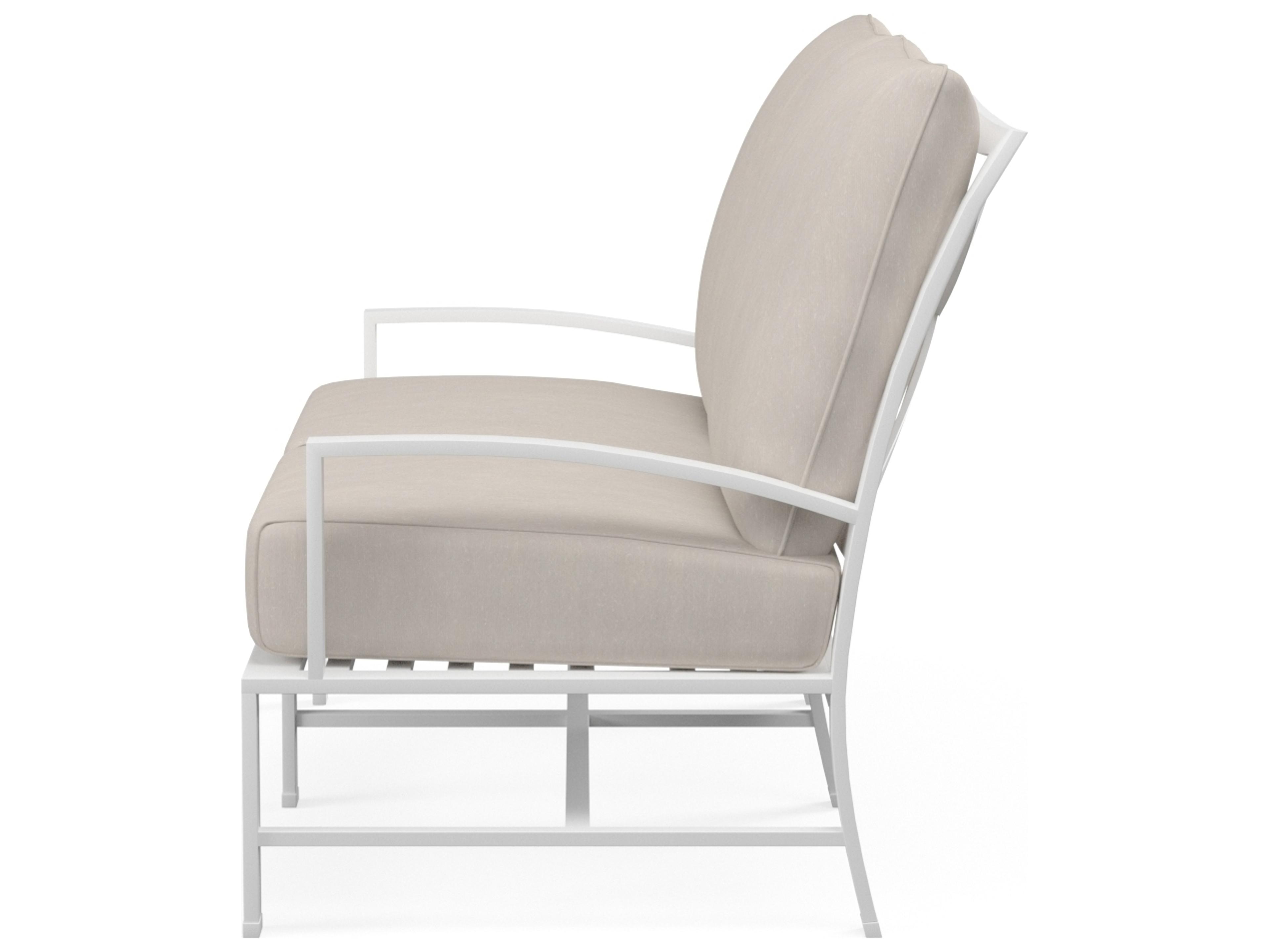 Sunset West Bristol Aluminum Frost Swivel Outdoor Loveseat in Canvas Flax with self welt