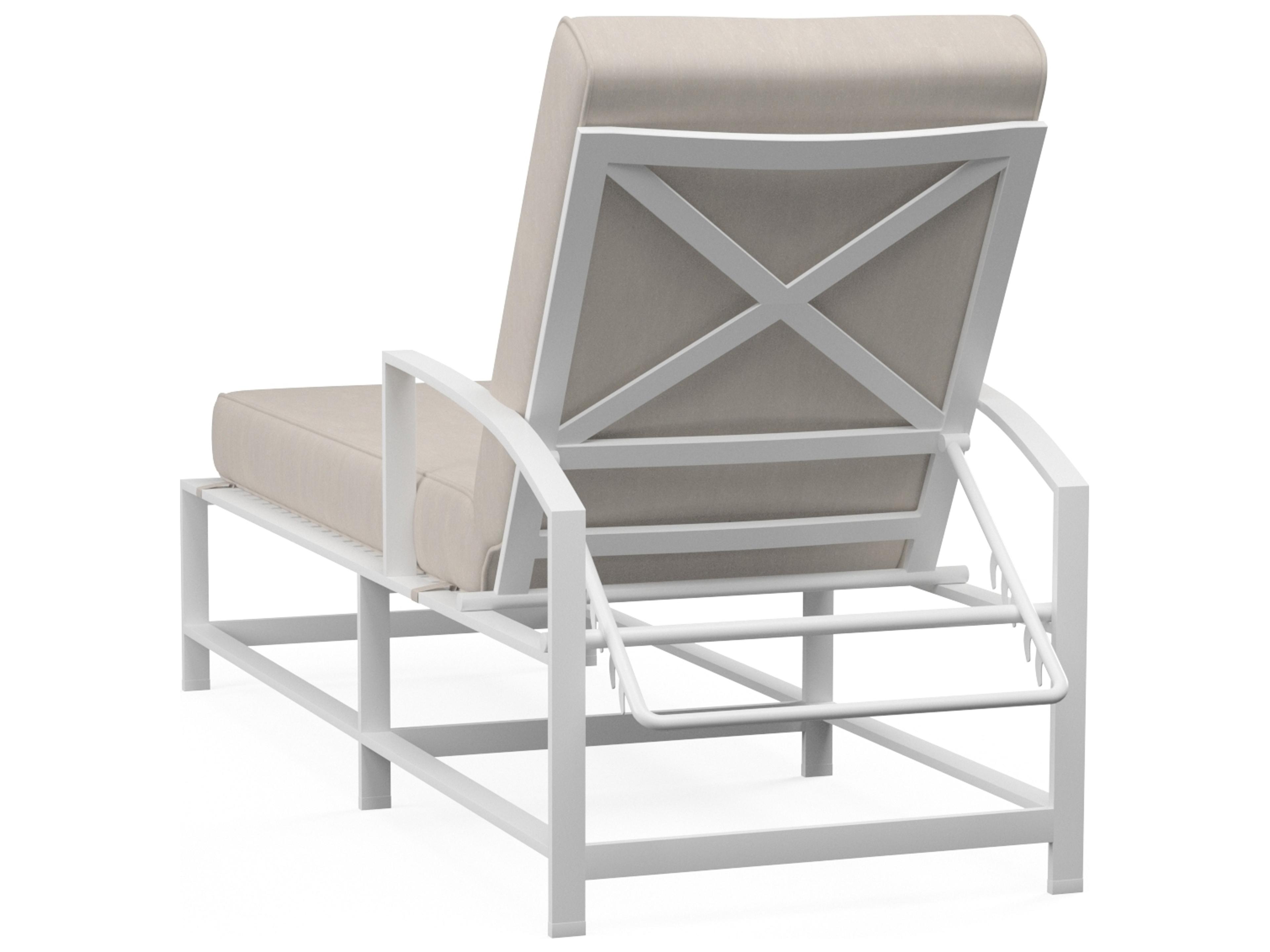 Sunset West Bristol Aluminum Frost Outdoor Patio Chaise Lounge in Canvas Flax with self welt