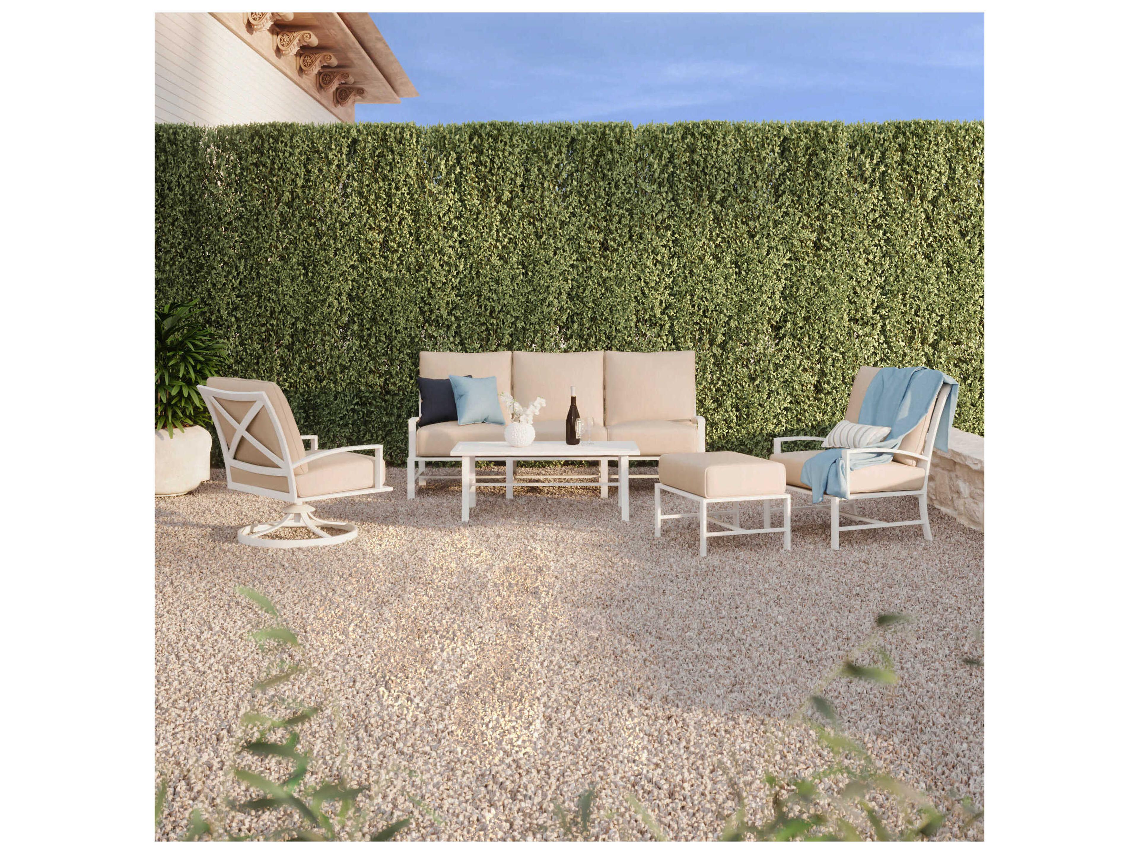 Sunset West Bristol White Aluminum Cushion Ottoman