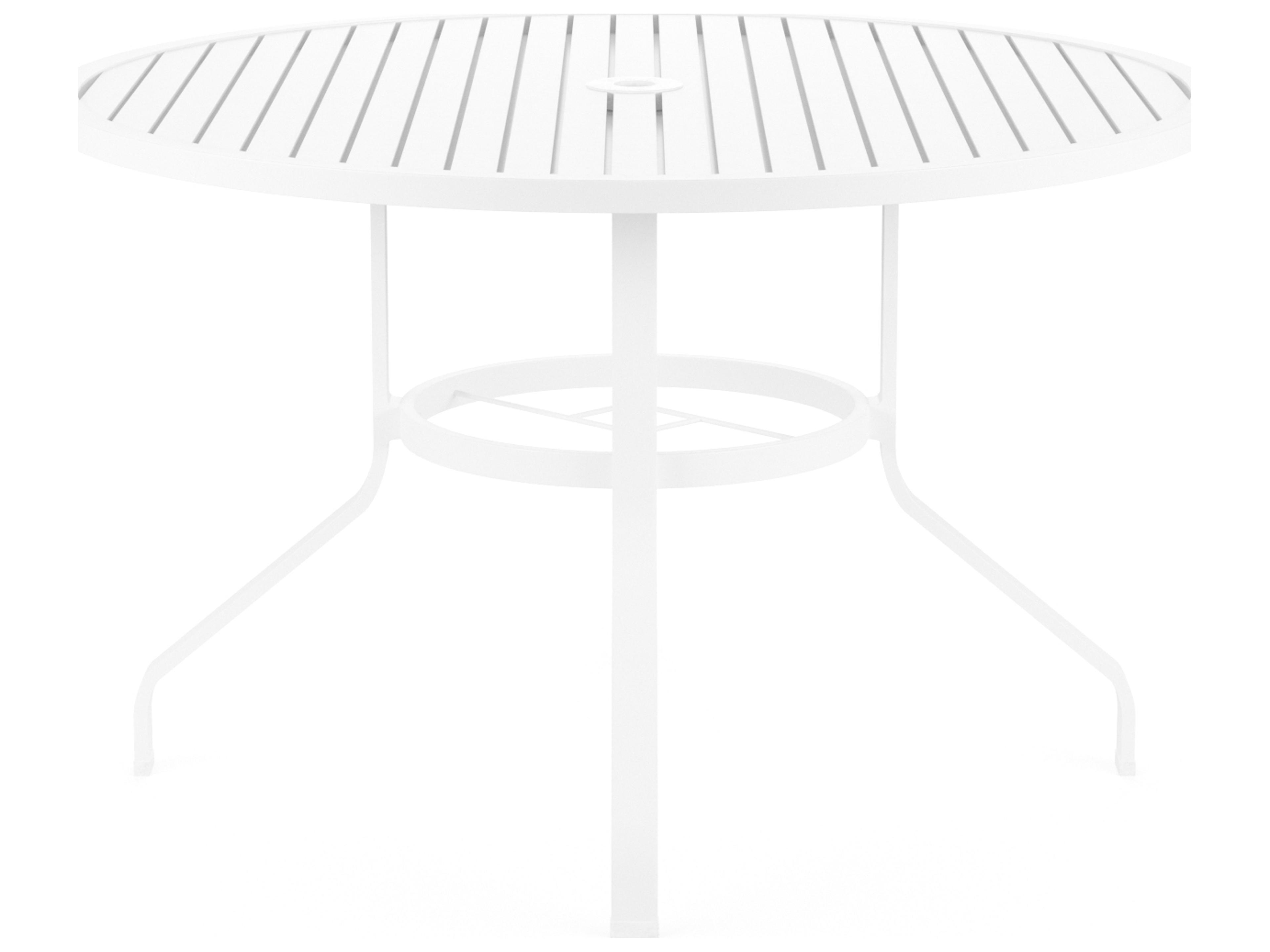 Sunset West Bristol Aluminum Frost Round Outdoor Dining Table with Umbrella Hole