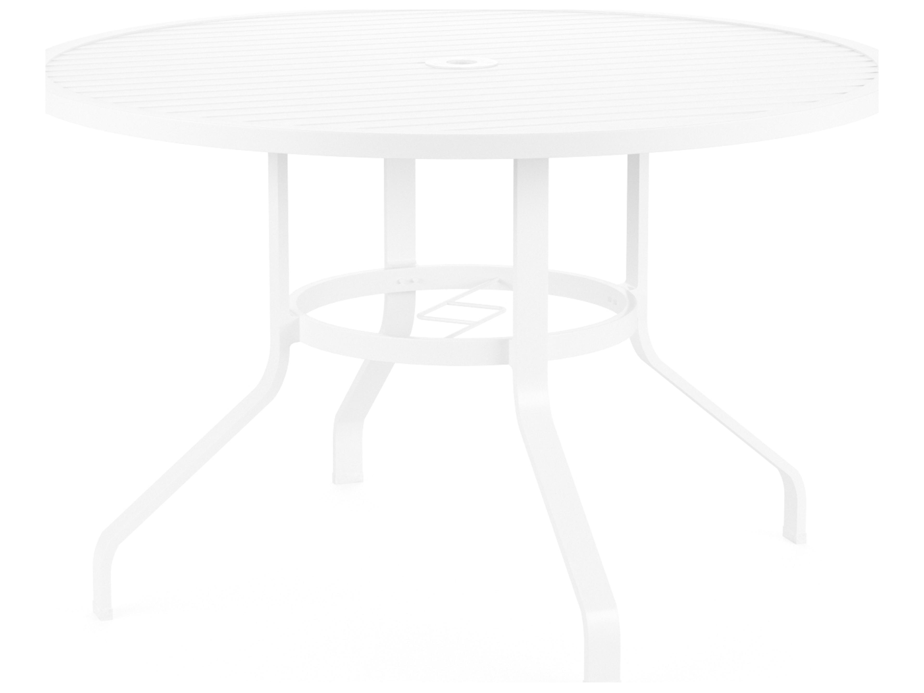 Sunset West Bristol Aluminum Frost Round Outdoor Dining Table with Umbrella Hole