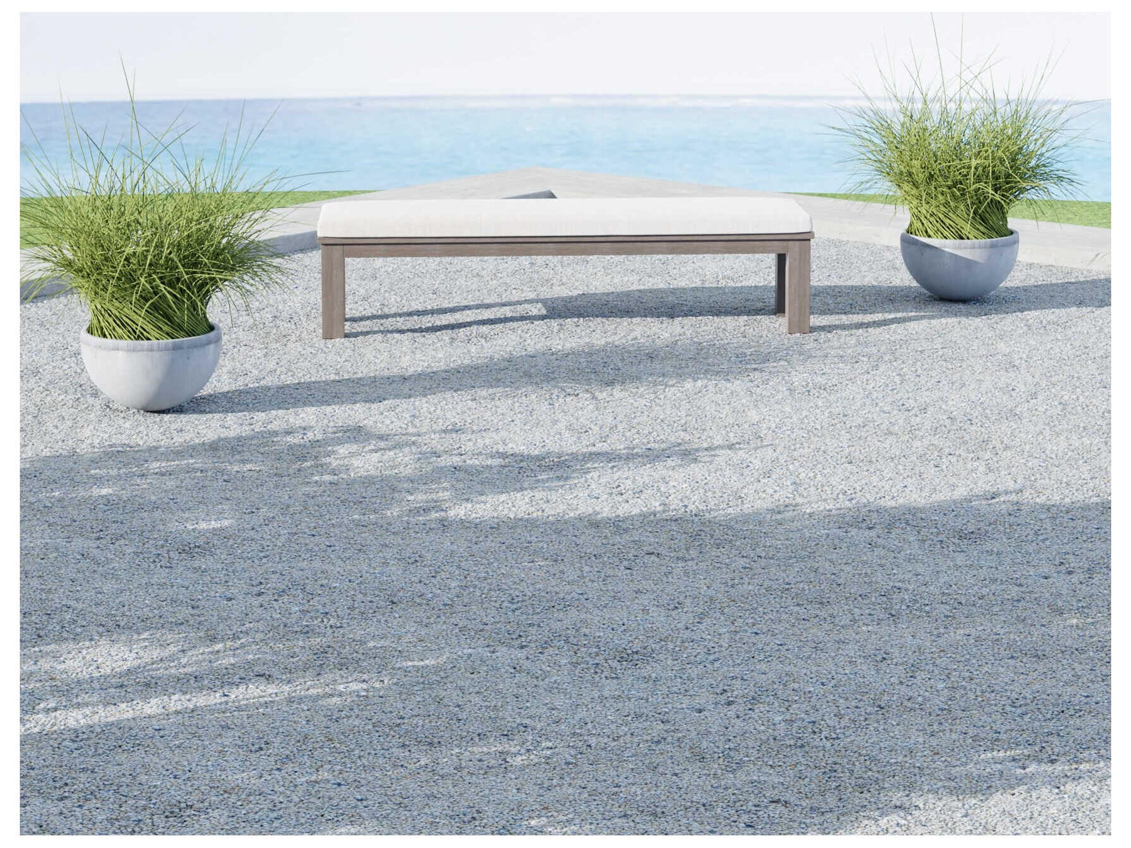 Sunset West Coastal Teak Light Wood Cushion Bench