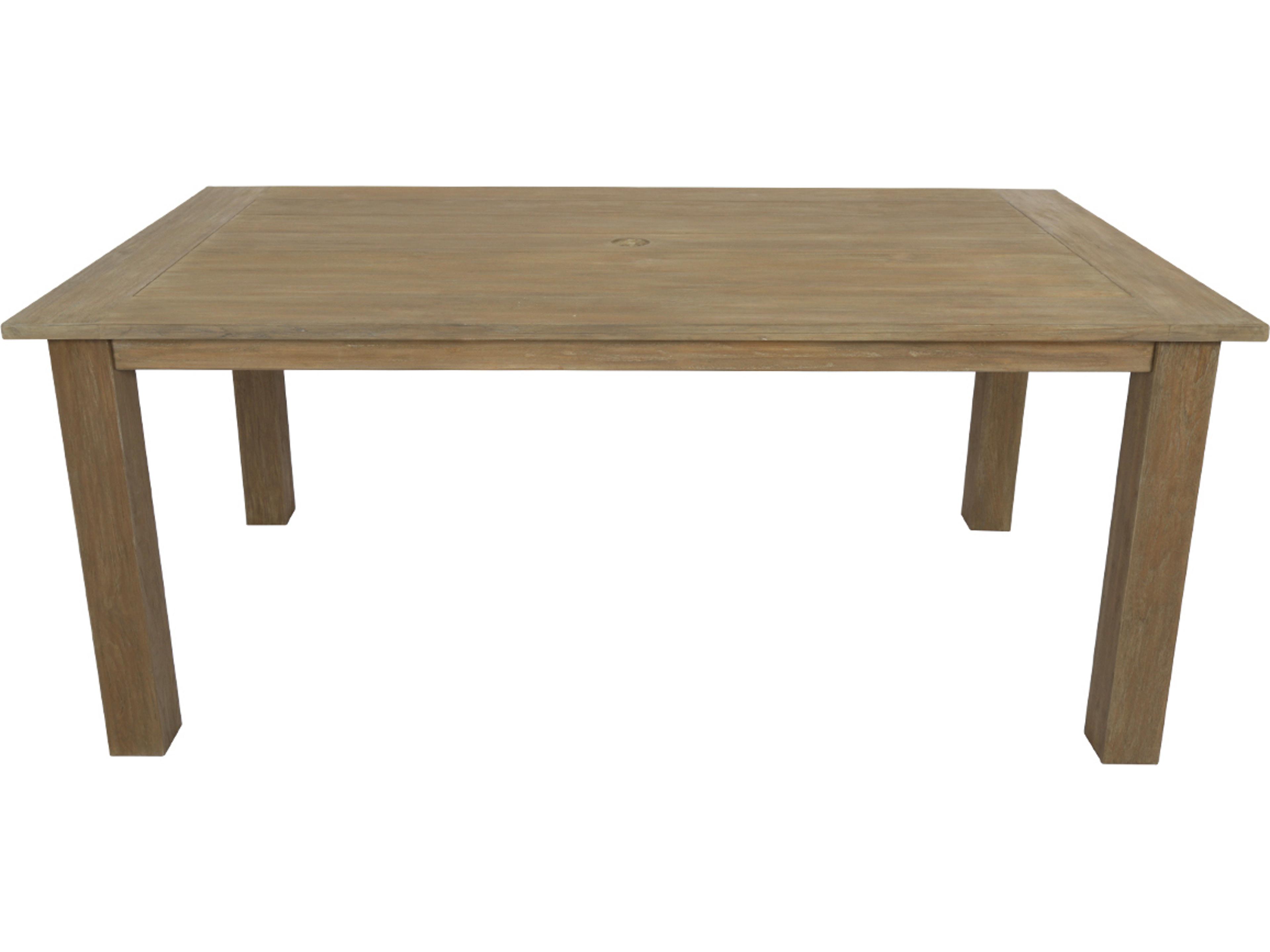 Coastal Teak Rectangular Outdoor Dining Table with Umbrella Hole