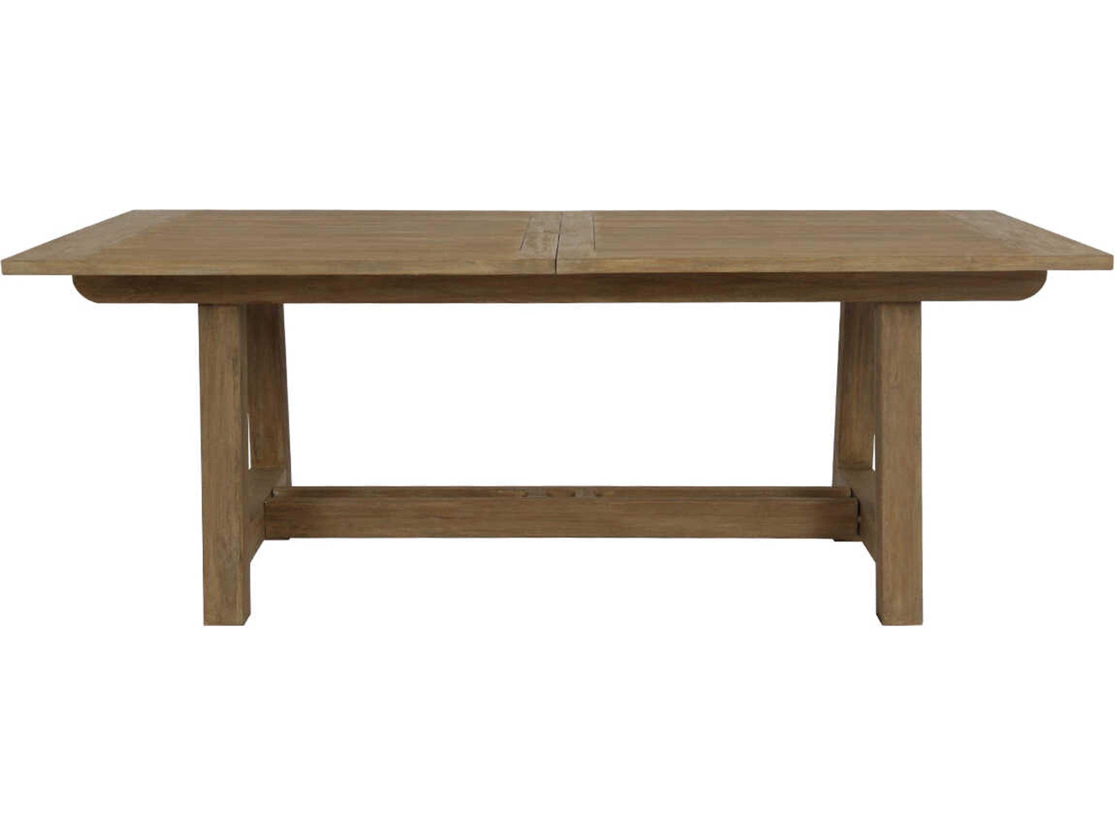 Sunset West Teak Rectangular Umbrella Hole Outdoor Patio Dining Table