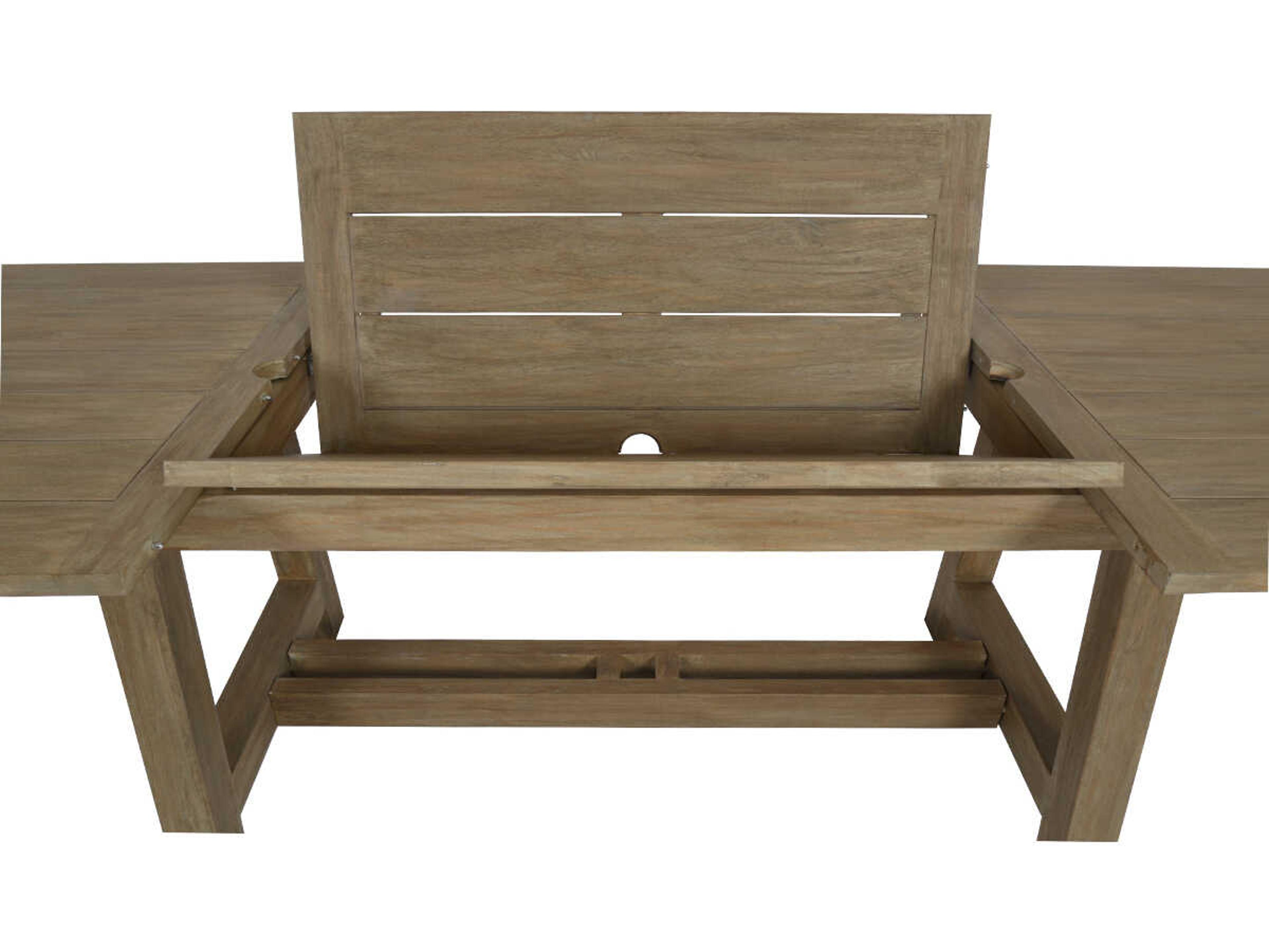 Sunset West Teak Rectangular Umbrella Hole Outdoor Patio Dining Table