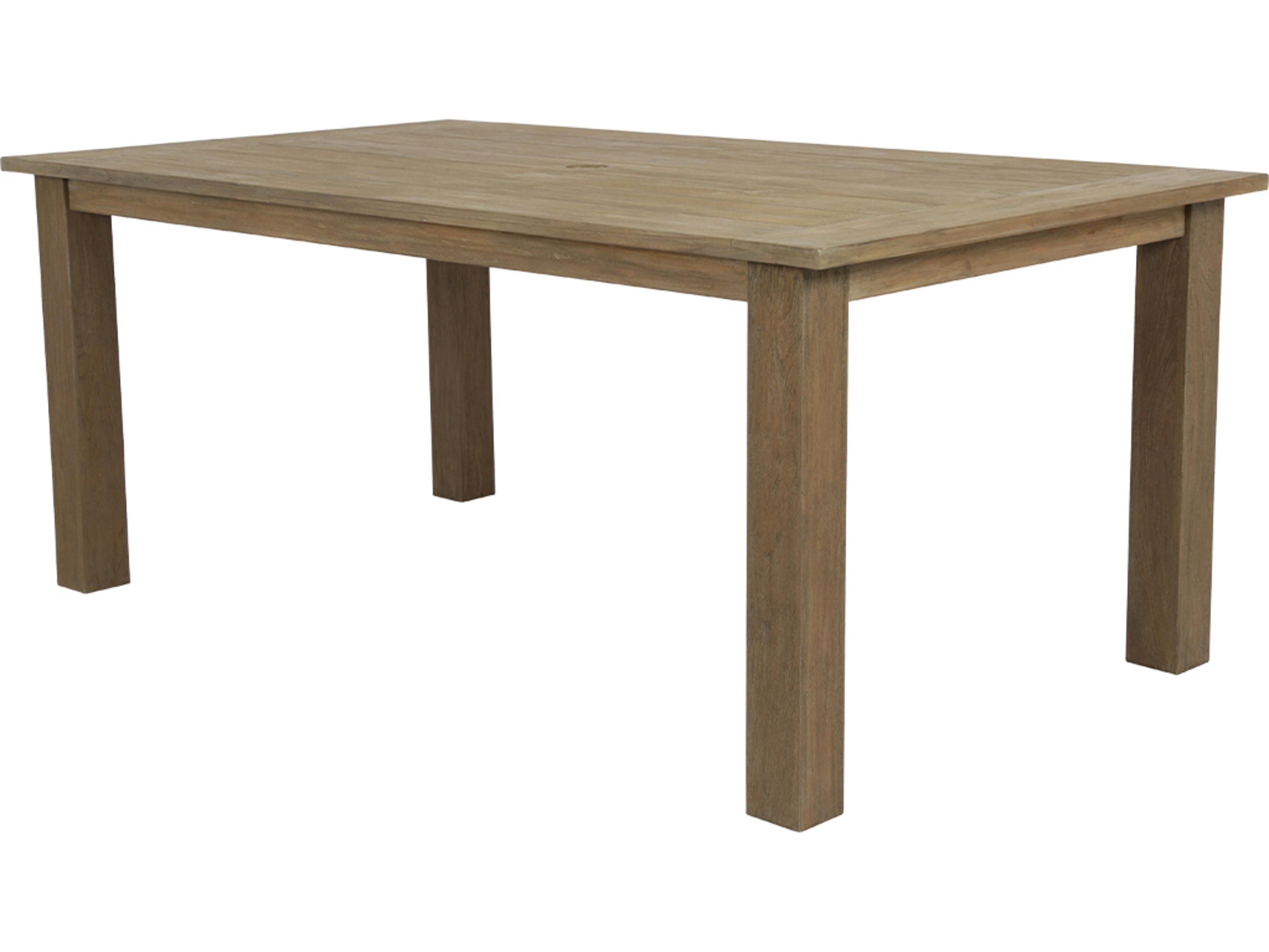 Sunset West Teak Rectangular Umbrella Hole Patio Dining Table