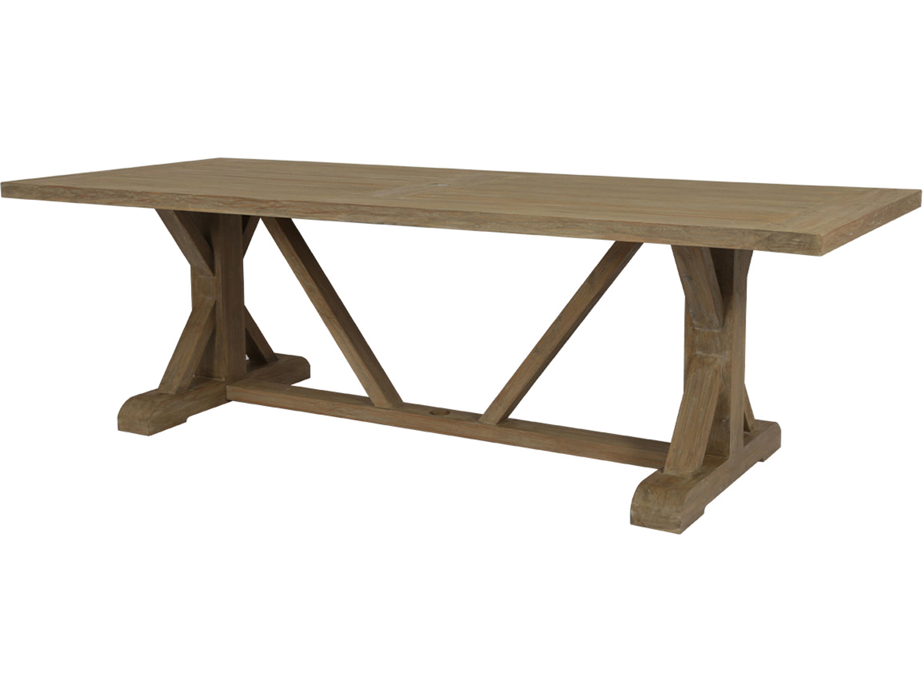 Teak Rectangular Umbrella Hole Outdoor Dining Table