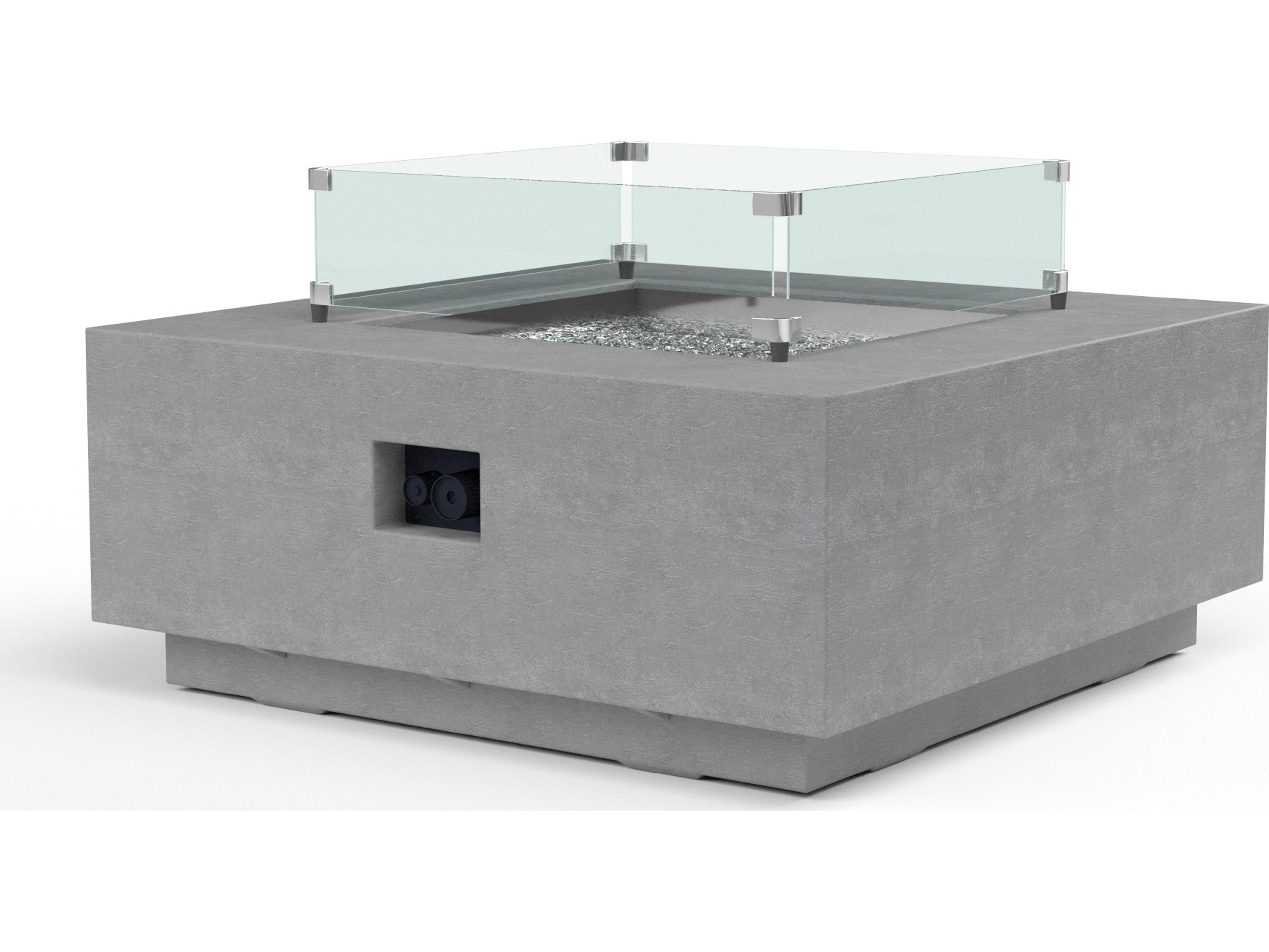 Sunset West Gravelstone Concrete Square Outdoor Patio Fire Pit Table
