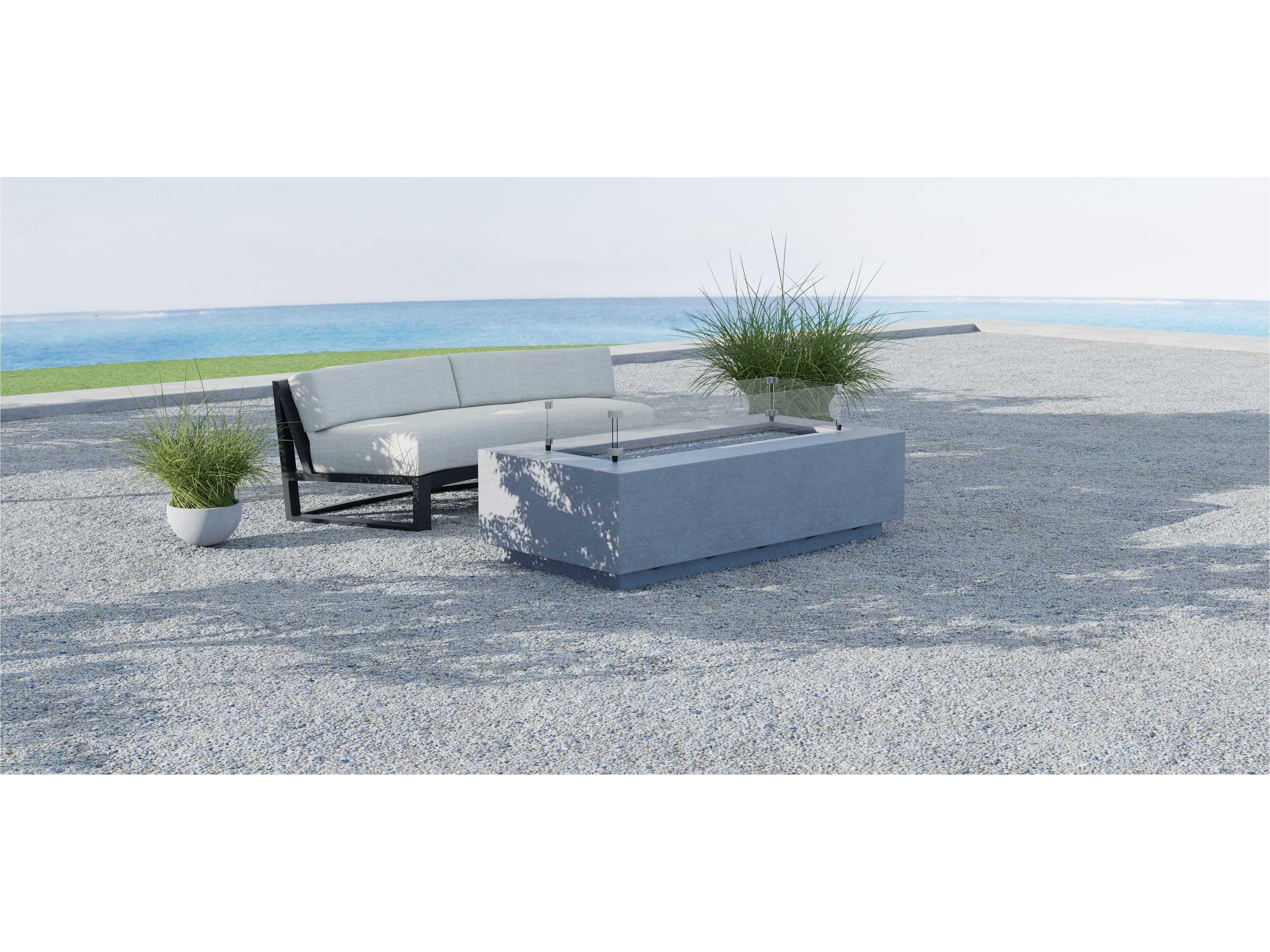 Sunset West Bazaar Gravelstone Concrete Rectangular Fire Pit Table