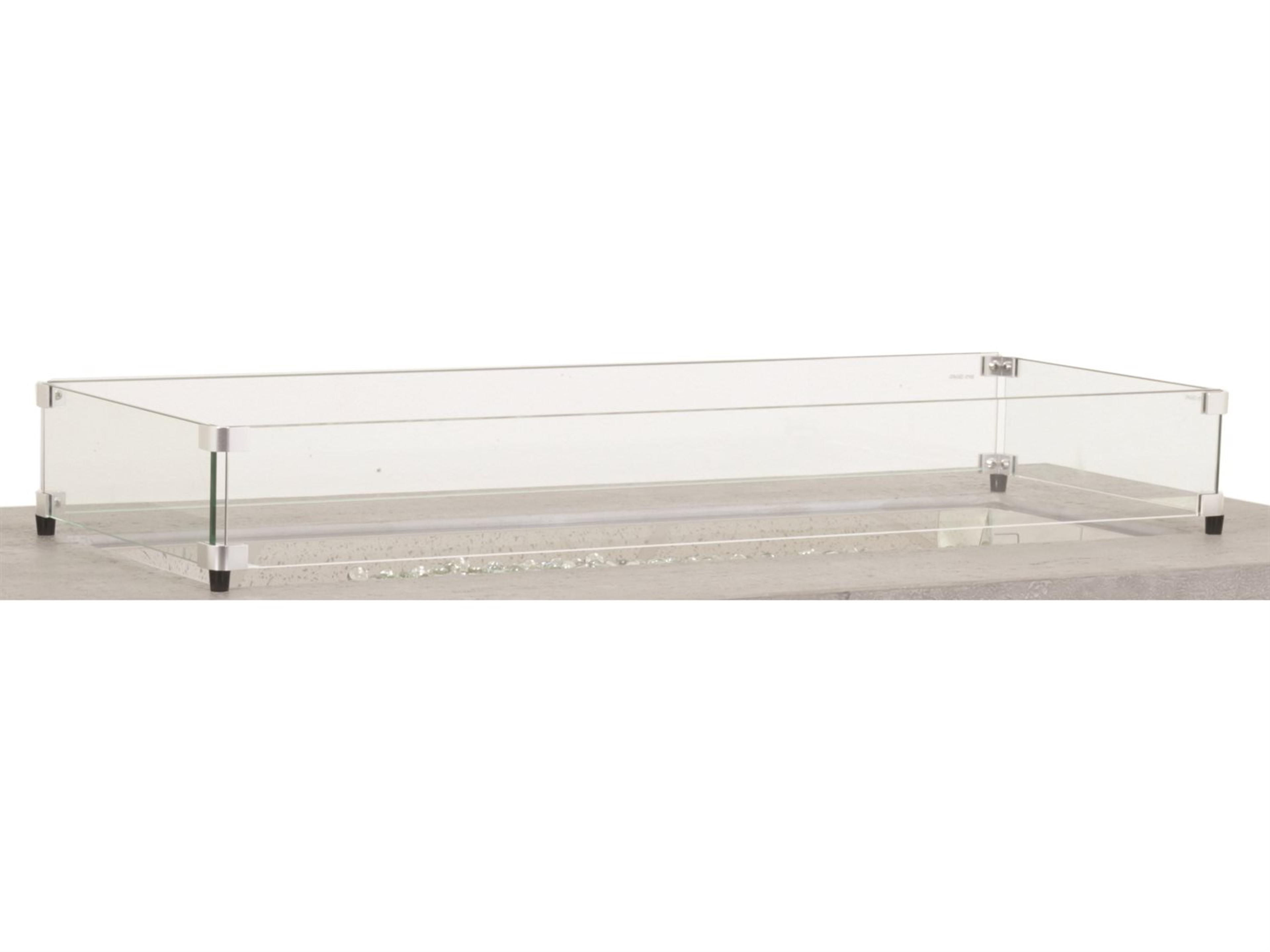 Rectangular Fire Table Glass Surround Wind Guard