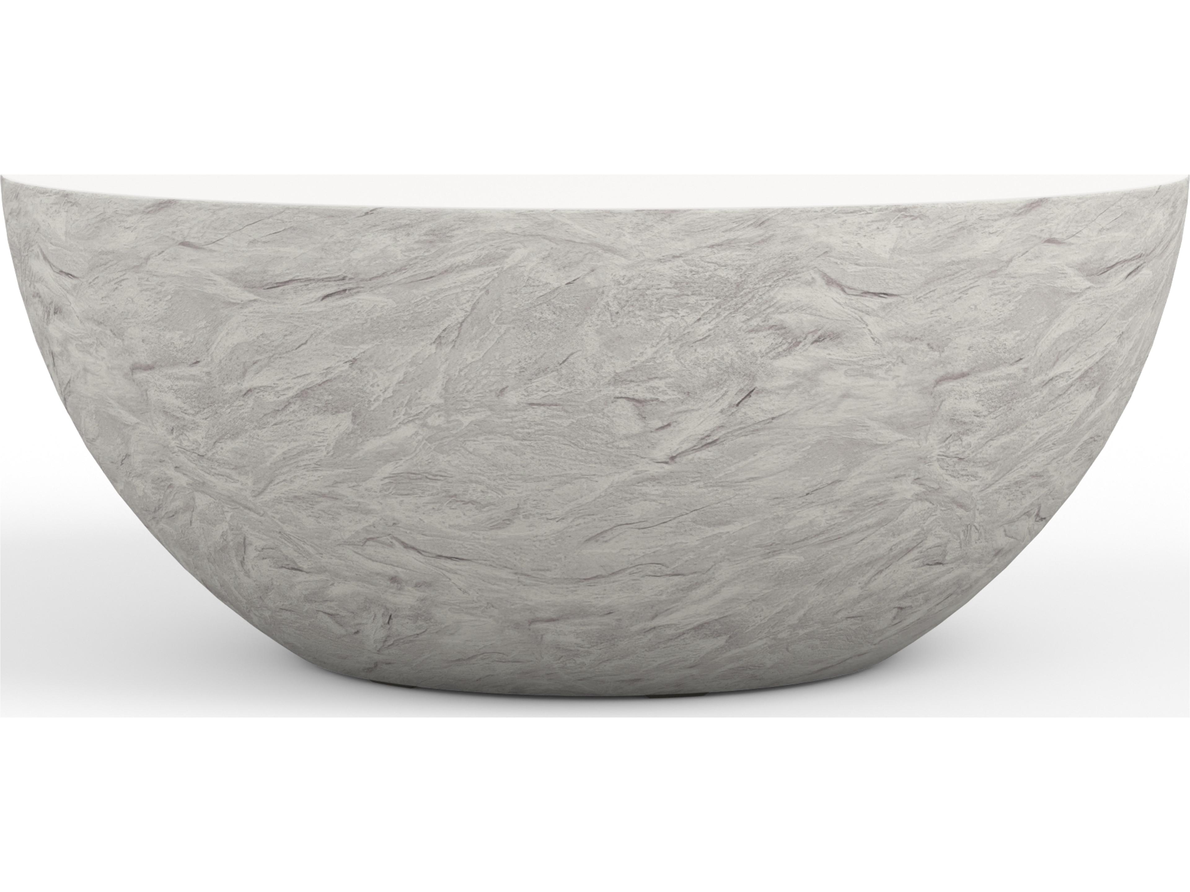 Sunset West Antique Stone Resin Bone White Round Bowl Outdoor Coffee Table