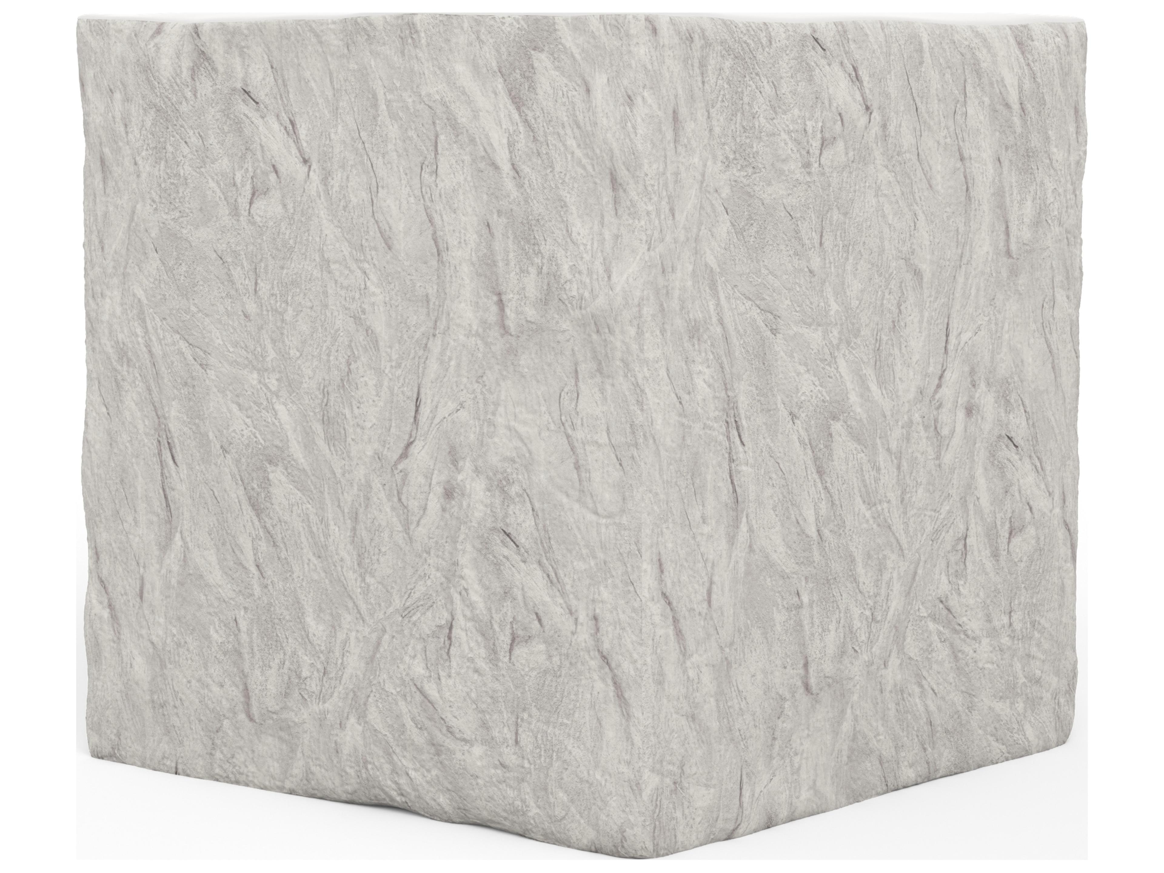 Sunset West Antique Stone Resin Bone White Square Outdoor Patio End Table