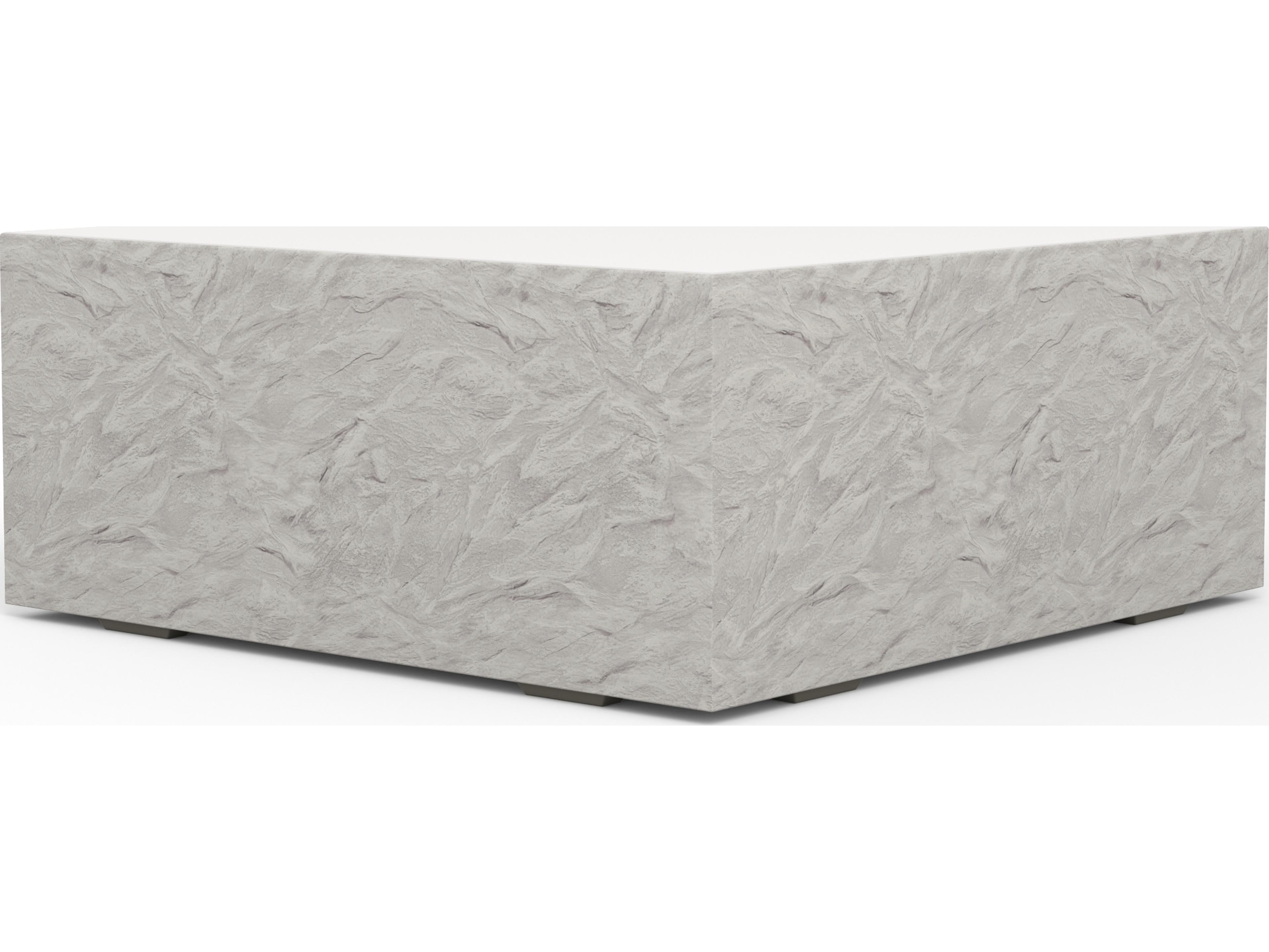 Sunset West Antique Stone Resin Bone White Square Patio Coffee Table