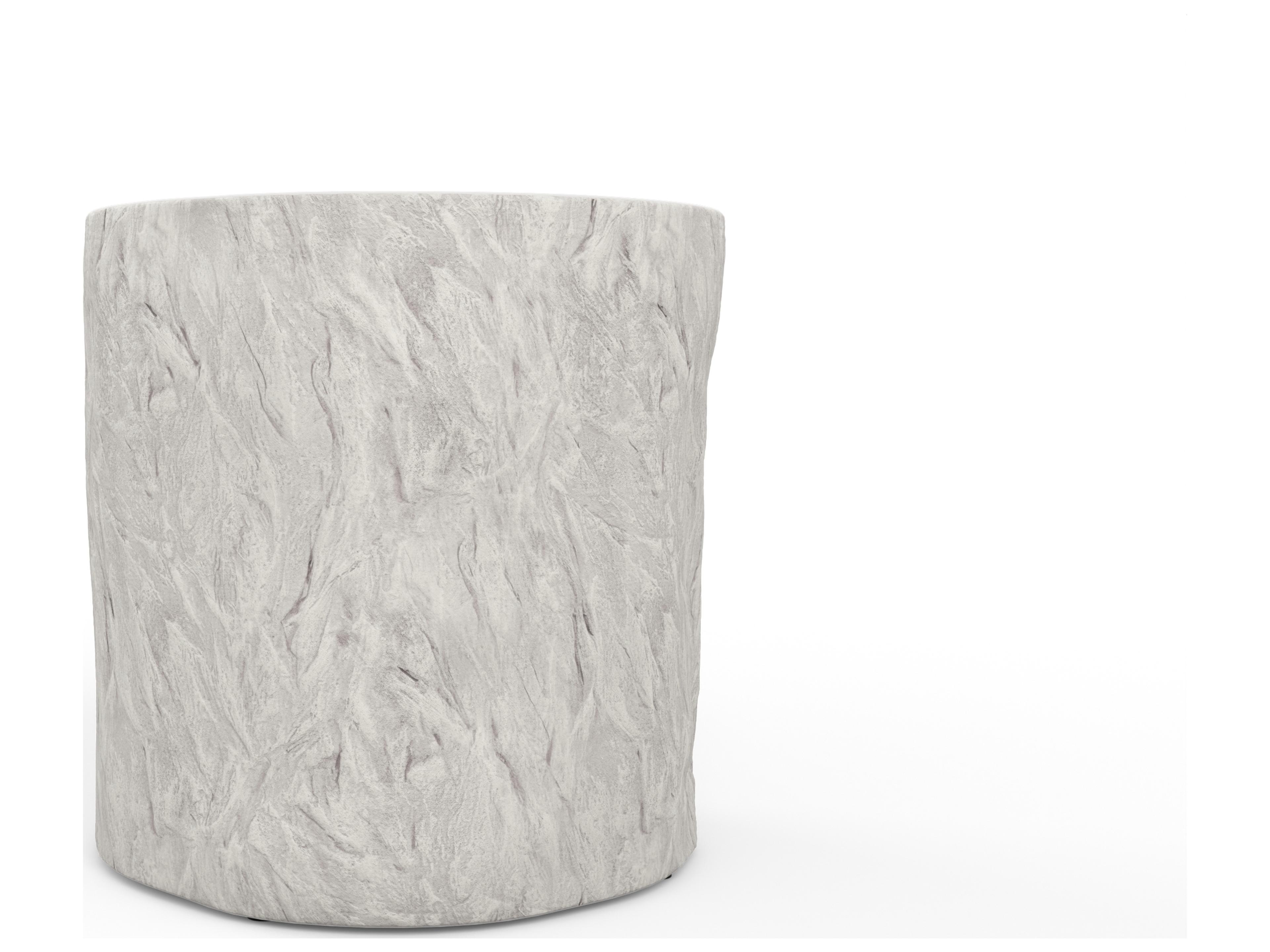 Sunset West Antique Stone Resin Bone White Round Patio End Table