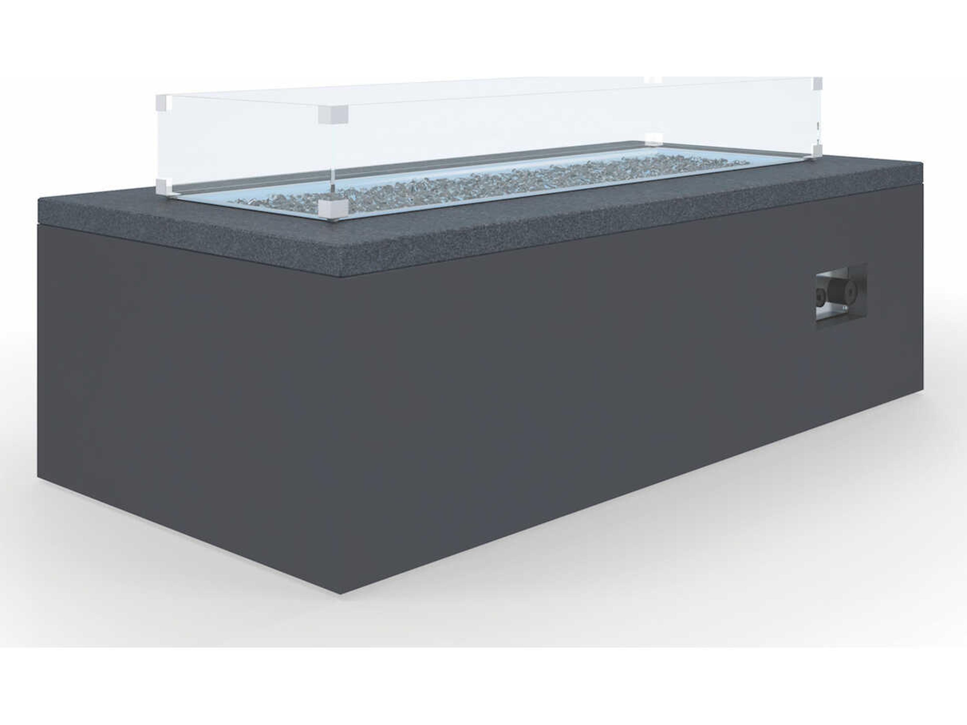 Black Granite Aluminum Square Outdoor Patio Fire Pit Table