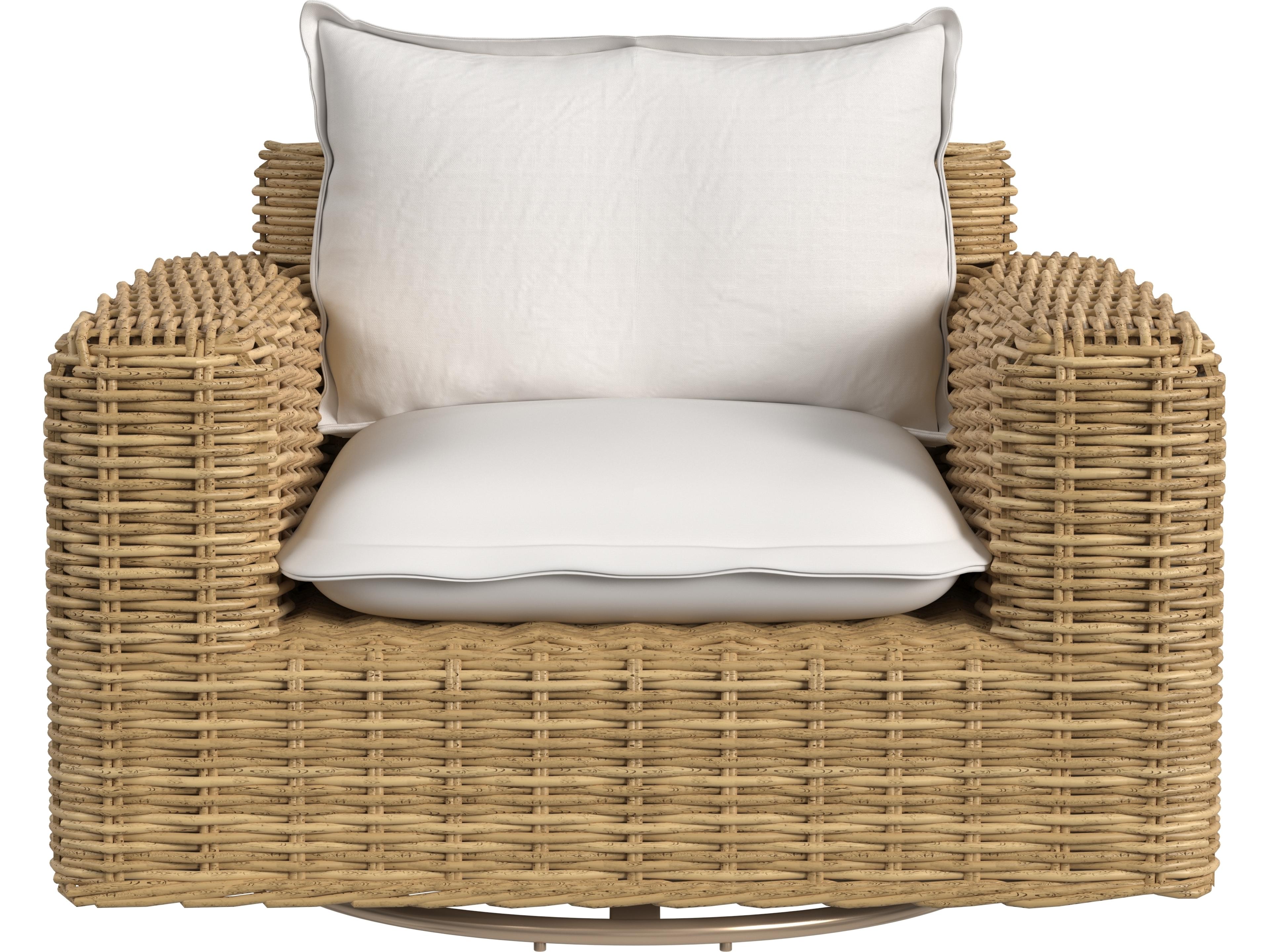 Sunset West Playa Oversized Swivel Club Chair in Soothe Pearl with Flange Welt