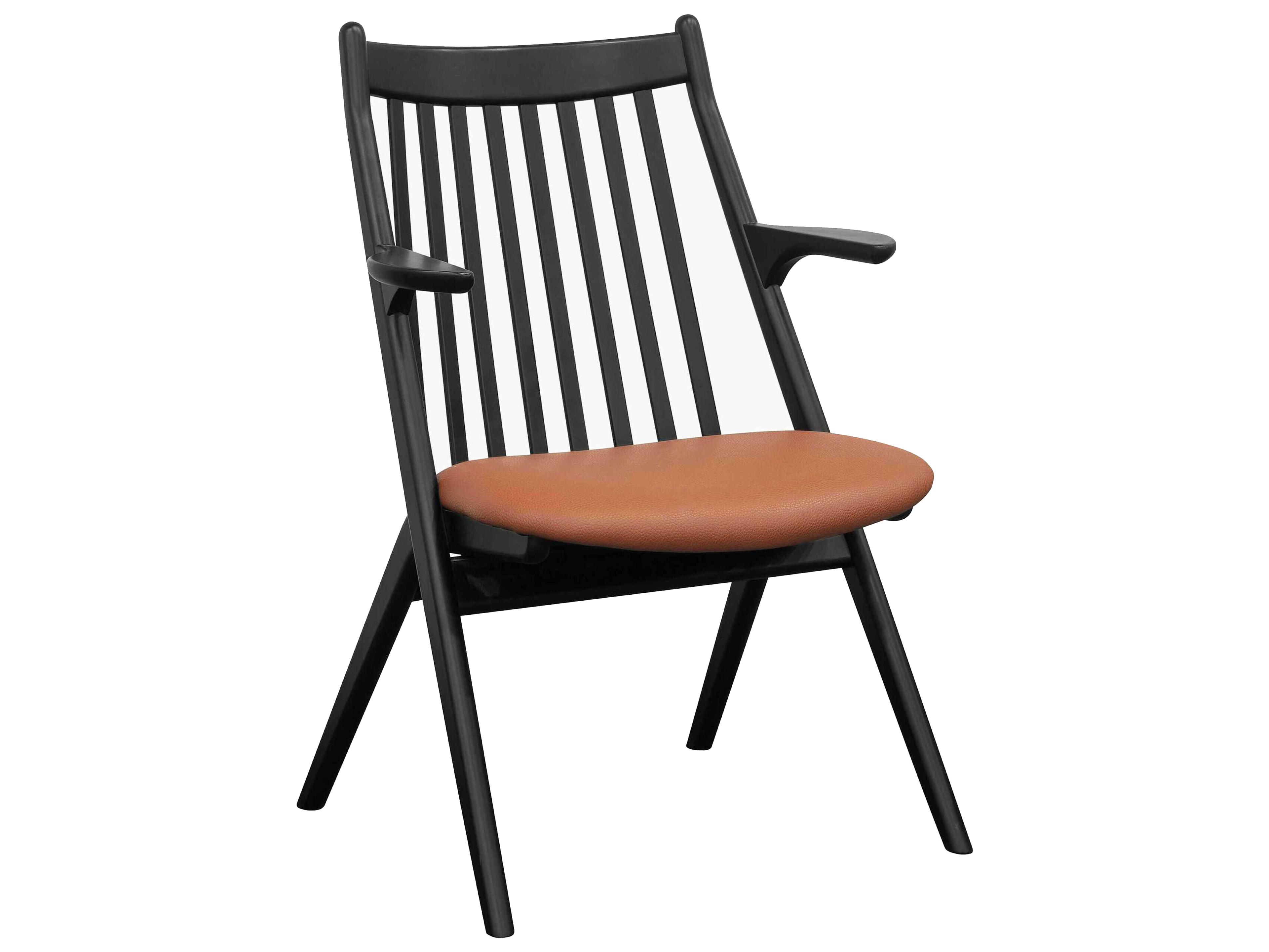 Acworth Rubberwood Black Faux Leather Arm Dining Chair