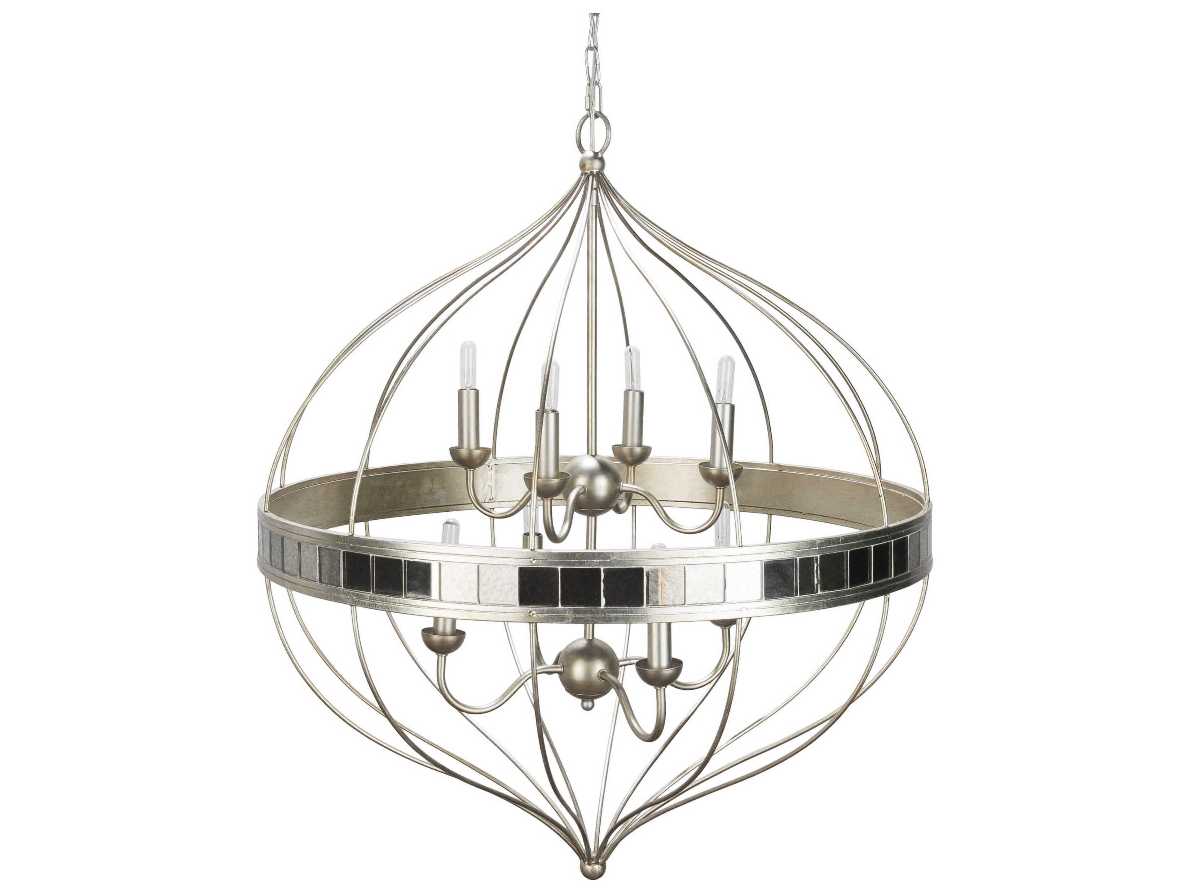 Aerial 8-Light Metallic Silver Tiered Pendant