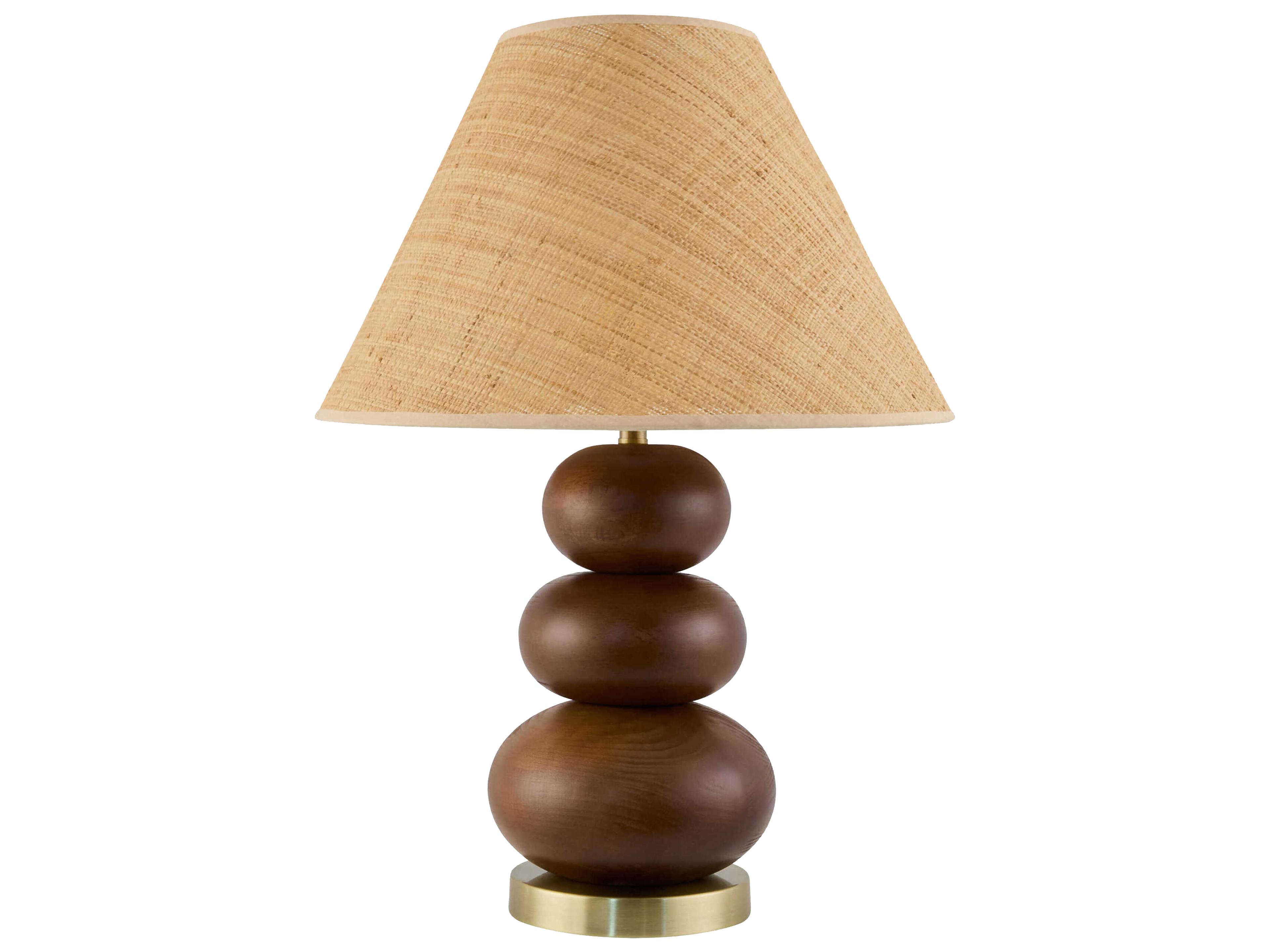 Anefis Metallic Gold Brown Seagrass Clear Polyester Table Lamp
